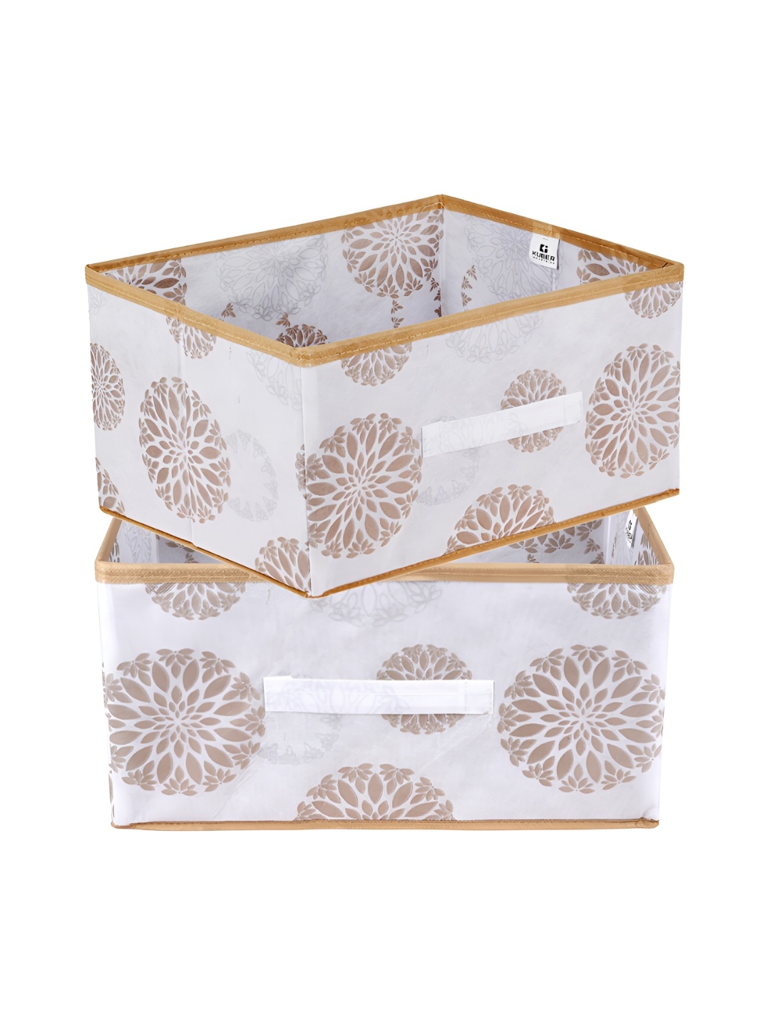 

Kuber Industries White & Gold Toned 2 Pieces Regular Multi-Utility Organisers