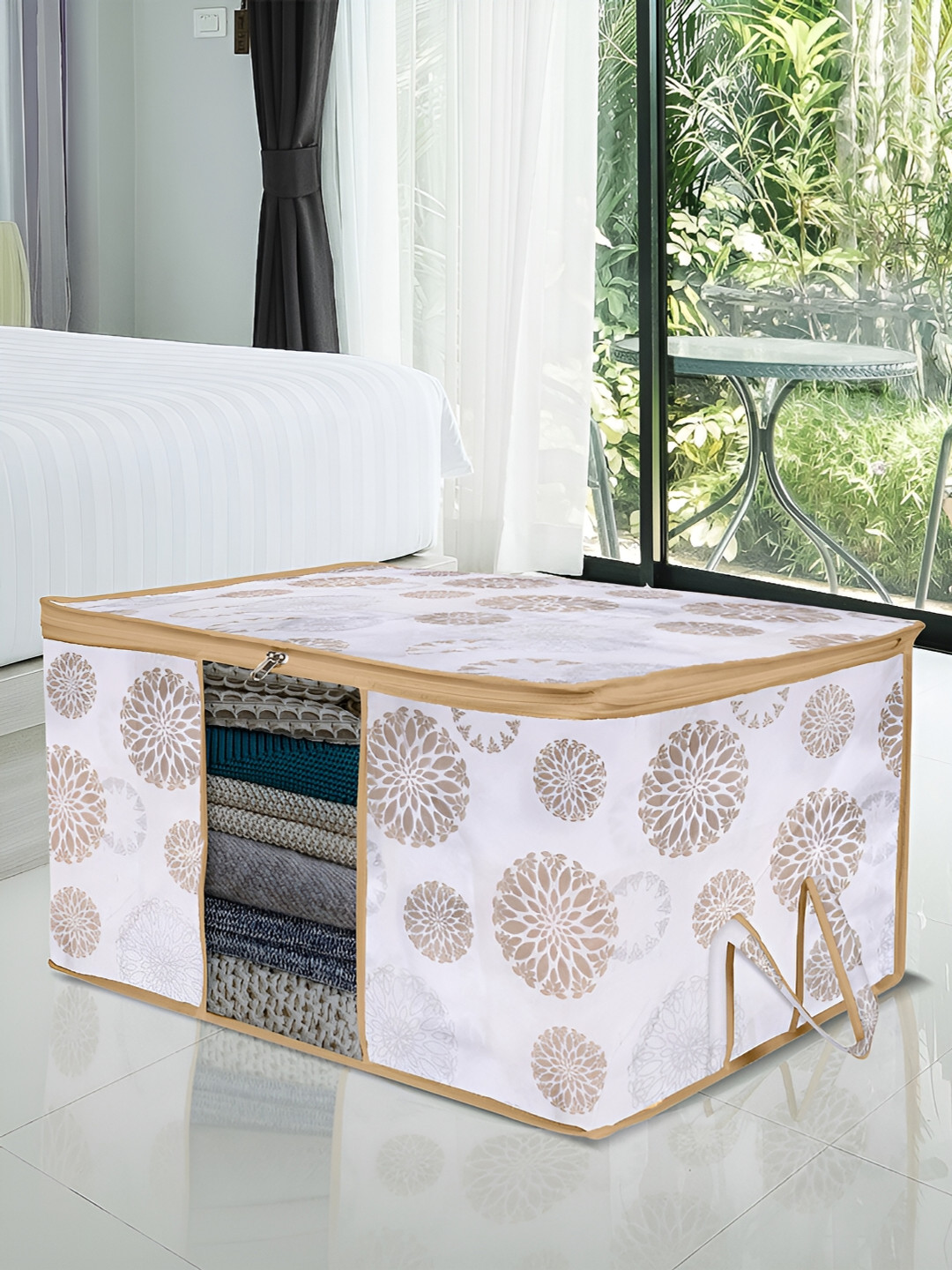 

Kuber Industries White & Gold Toned 6 Pieces Printed Multi Utility Organisers