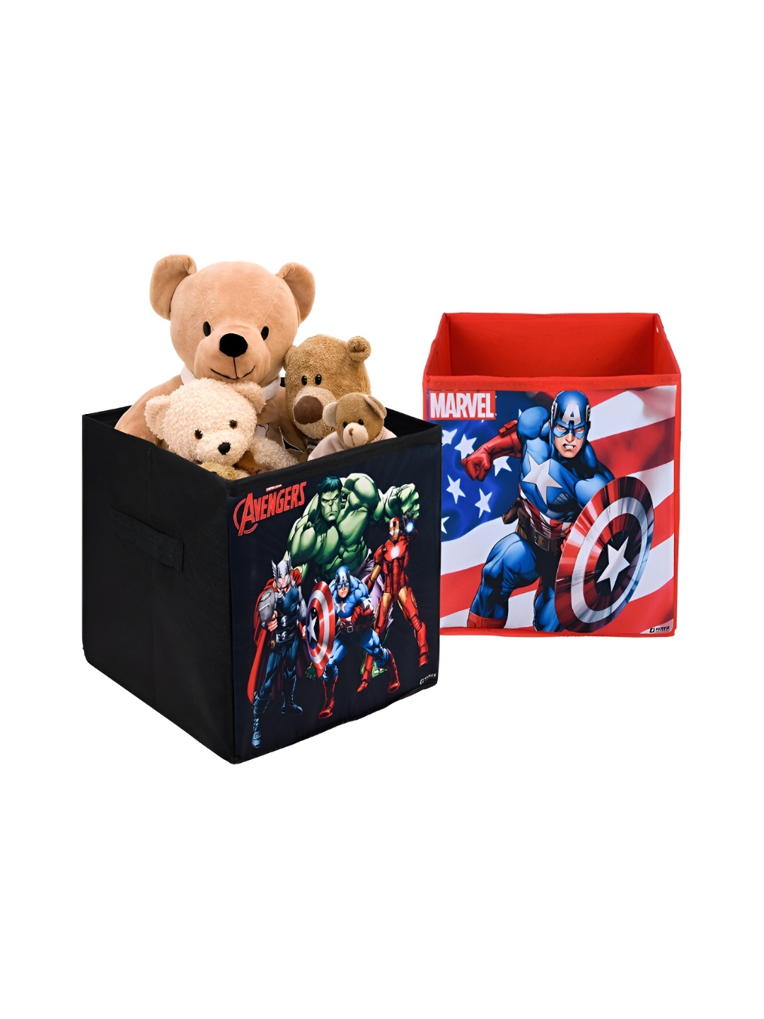 

Kuber Industries Navy Blue & Red 2 Pcs Marvel Printed Multi-Utility Organisers 33 Ltr