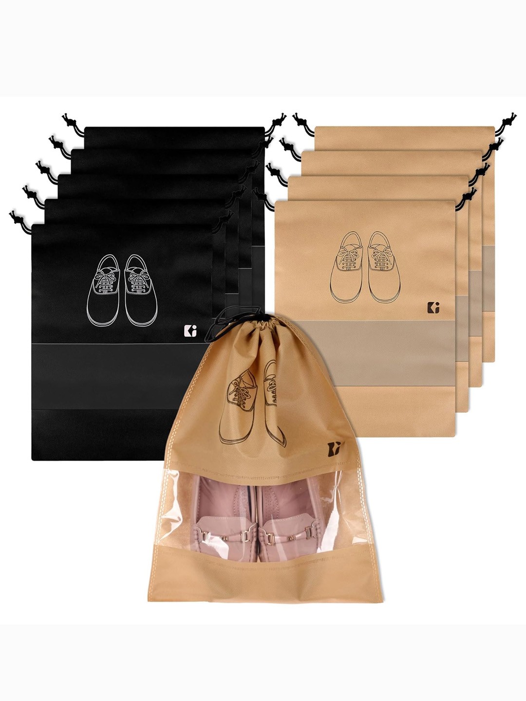 

Kuber Industries Beige 10 Pieces Regular Shoes Organiser
