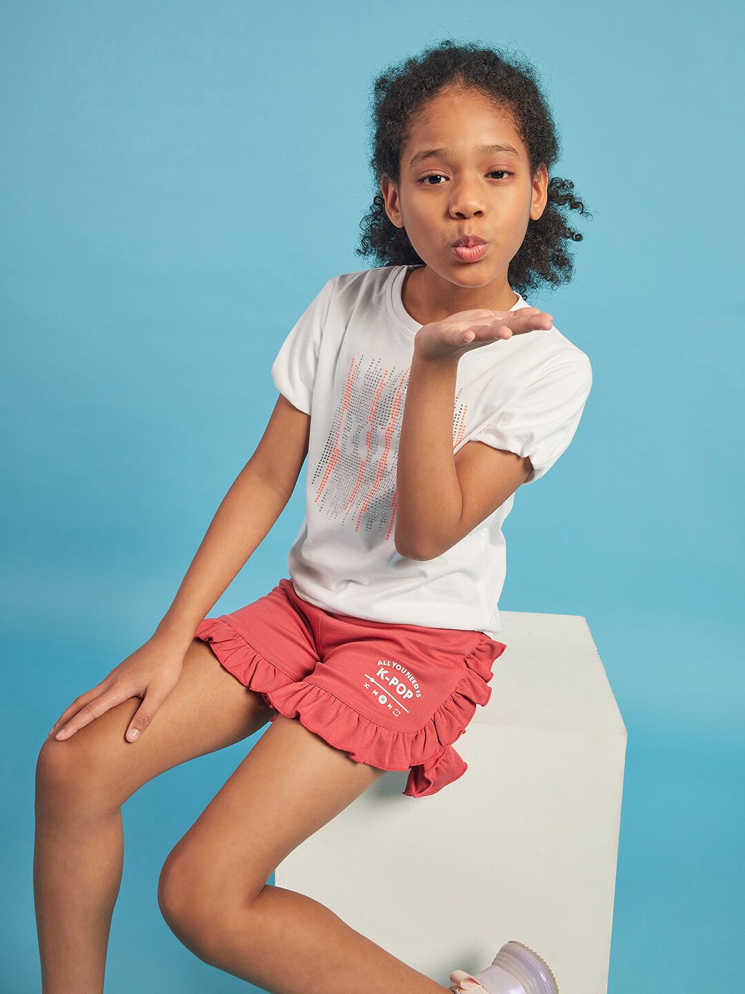 

PAMPOLINA Girls Embellished Cotton Top, White