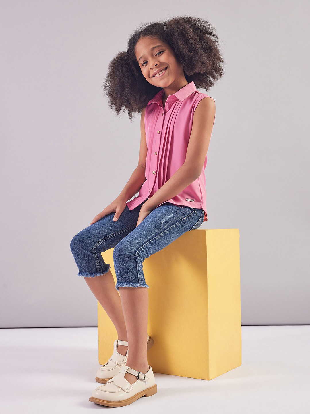 

PAMPOLINA Girls Shirt Collar Cotton Shirt Style Cotton Top, Pink