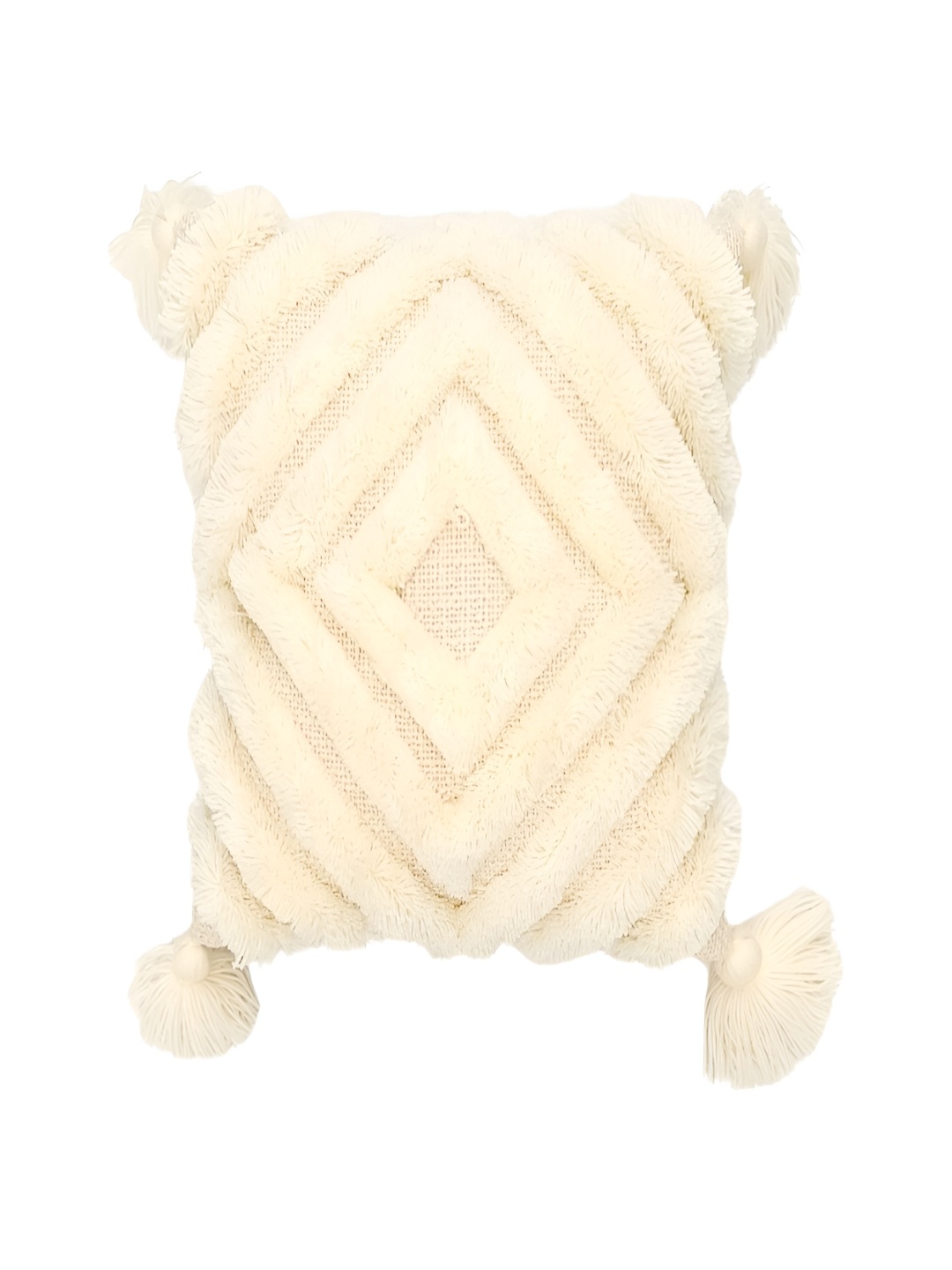 

THROWPILLOW Off White Embroidered Square Cushion Cover
