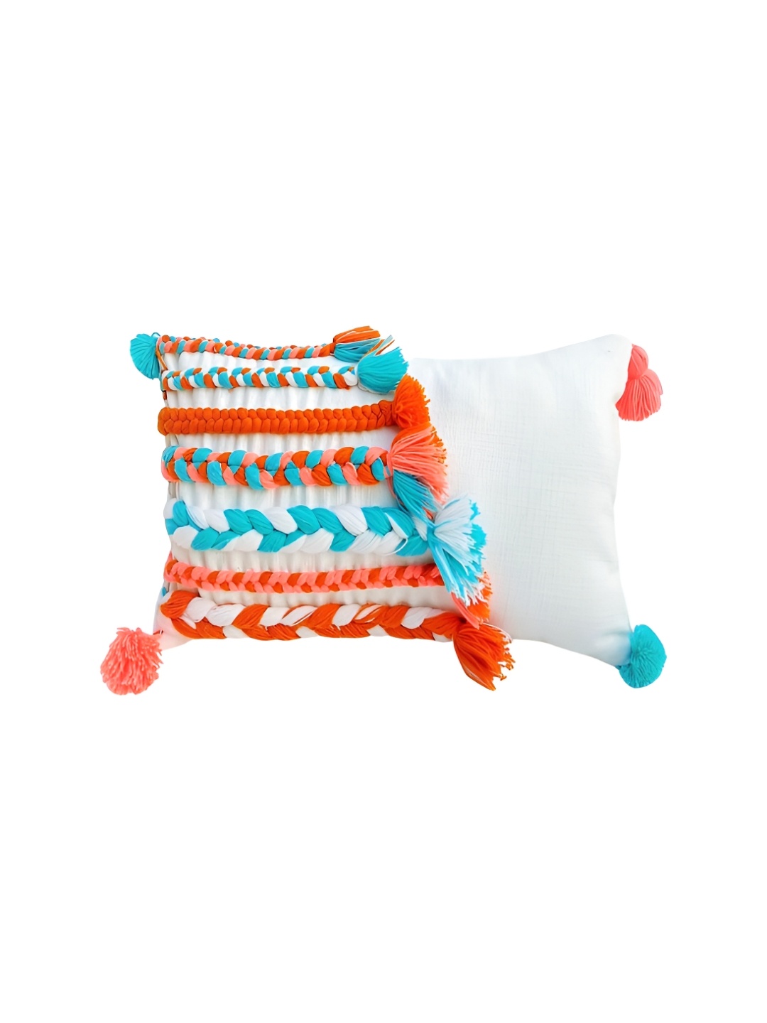 

THROWPILLOW White & Blue Embroidered Square Cushion Covers
