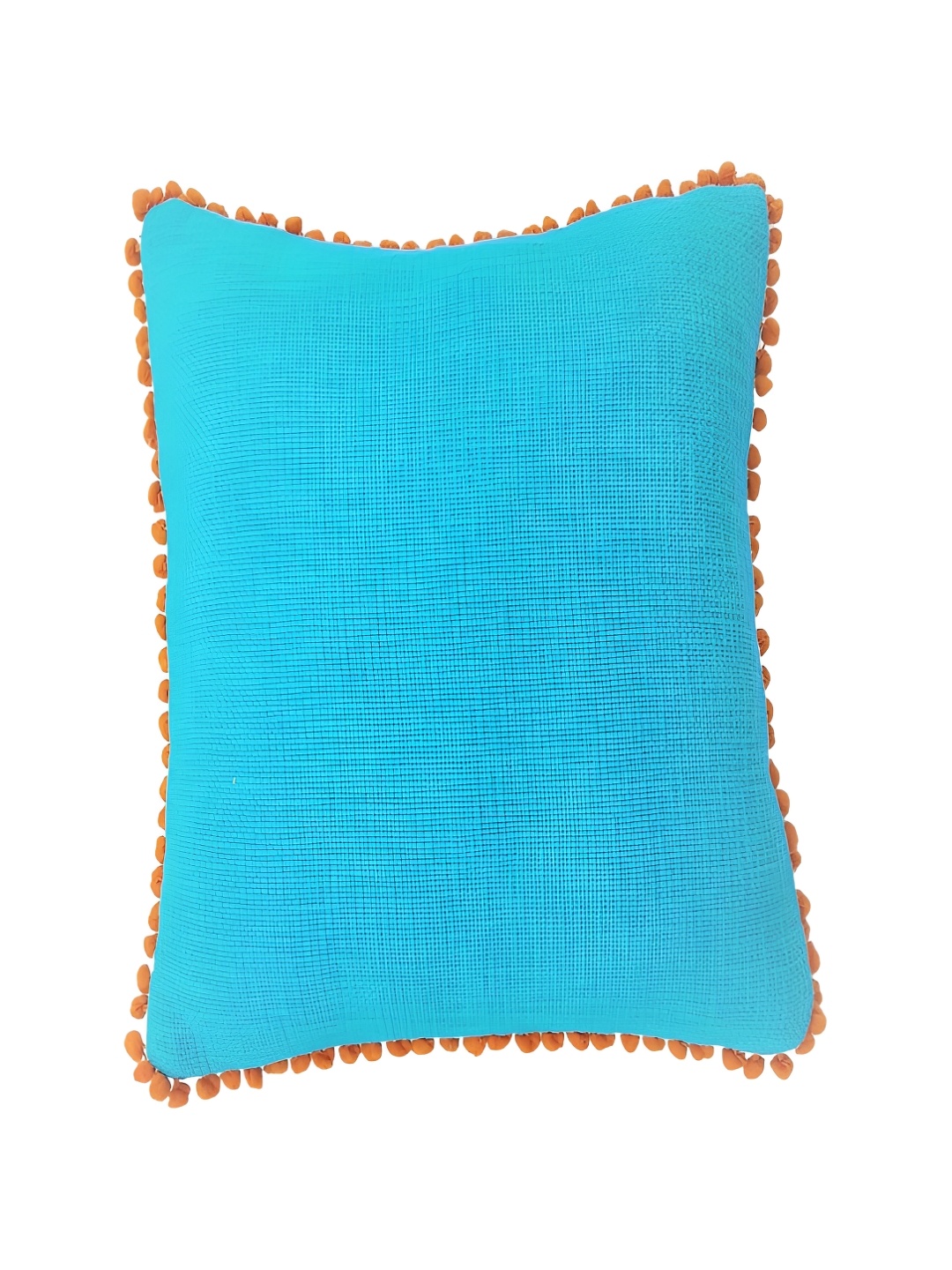 

THROWPILLOW Turquoise Blue & Orange Embroidered Square Cushion Cover