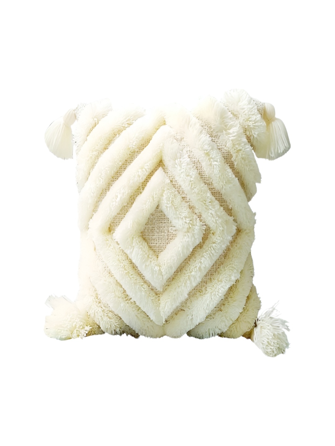 

THROWPILLOW Off White Embroidered Square Cushion Cover