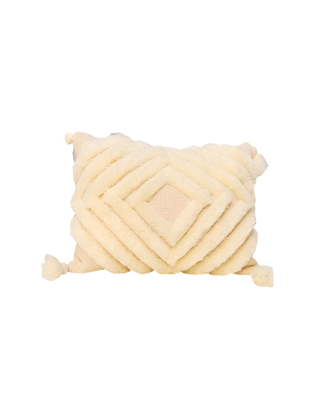

THROWPILLOW Off White Embellished Rectangle Cushion Cover