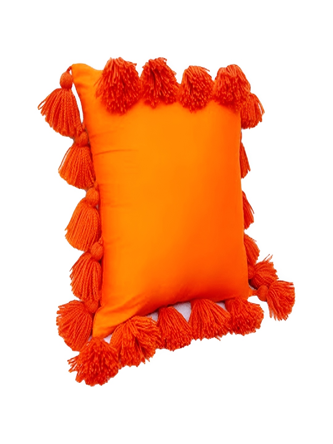 

THROWPILLOW Orange Embellished Cotton Square Cushion Cover