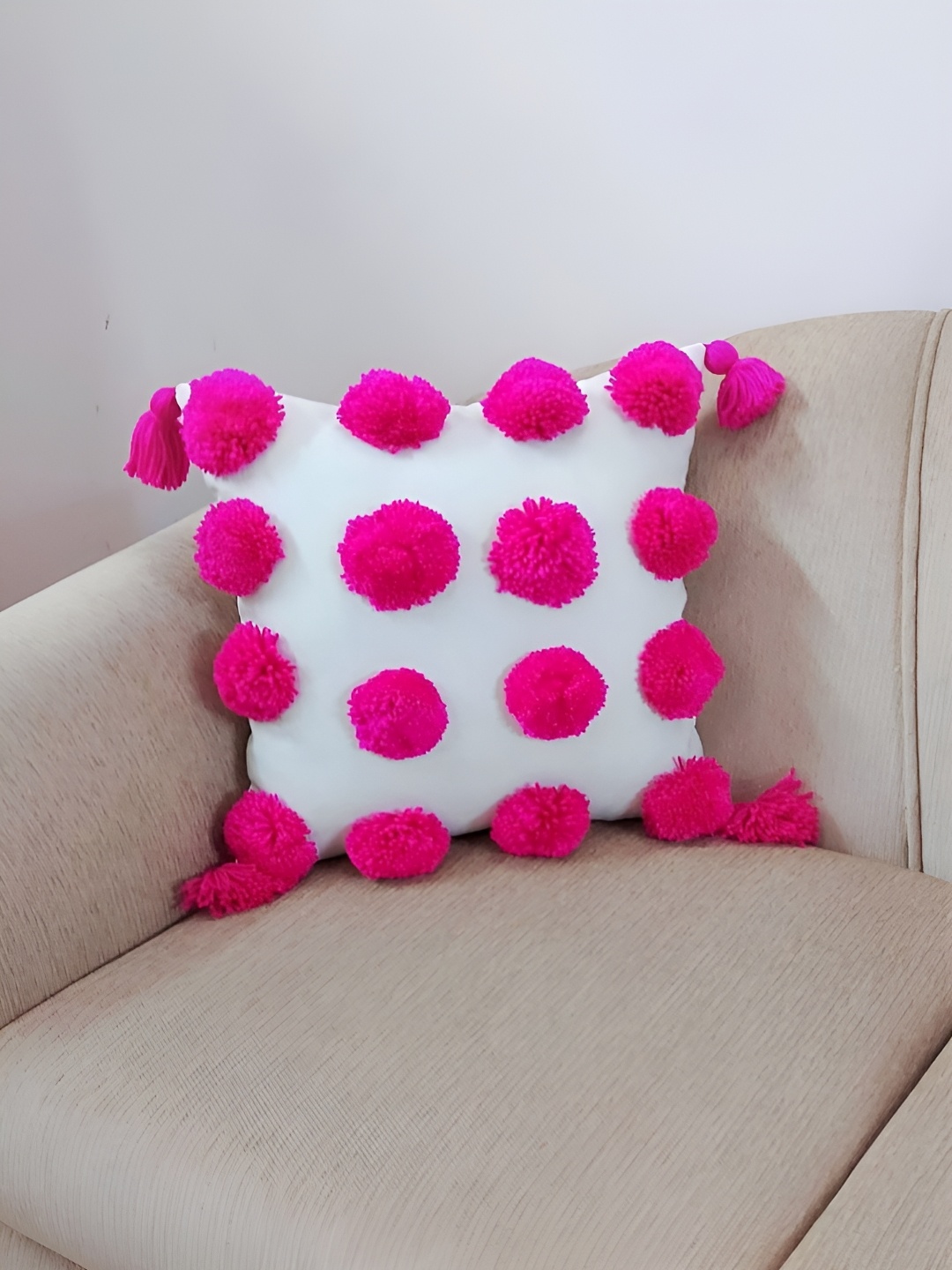 

THROWPILLOW White & Pink Square Cushion Covers