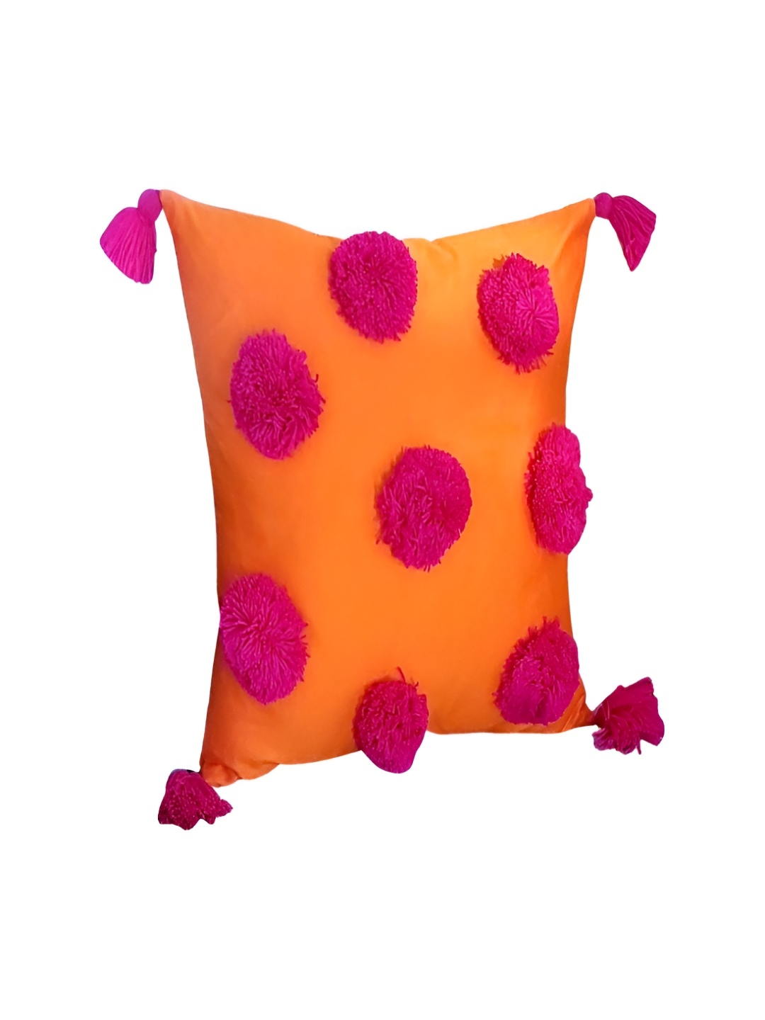 

THROWPILLOW Orange & Pink Embroidered Square Cushion Cover
