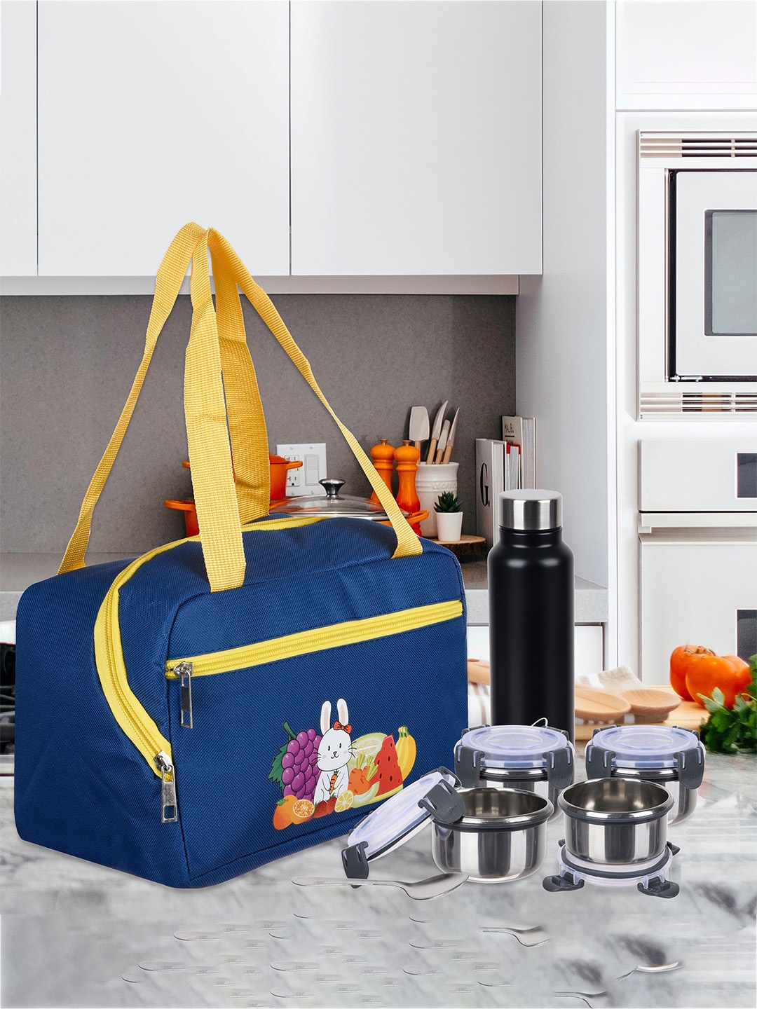 

Kuber Industries Other Prints Waterproof Lunch bags Travel Accessory, Blue