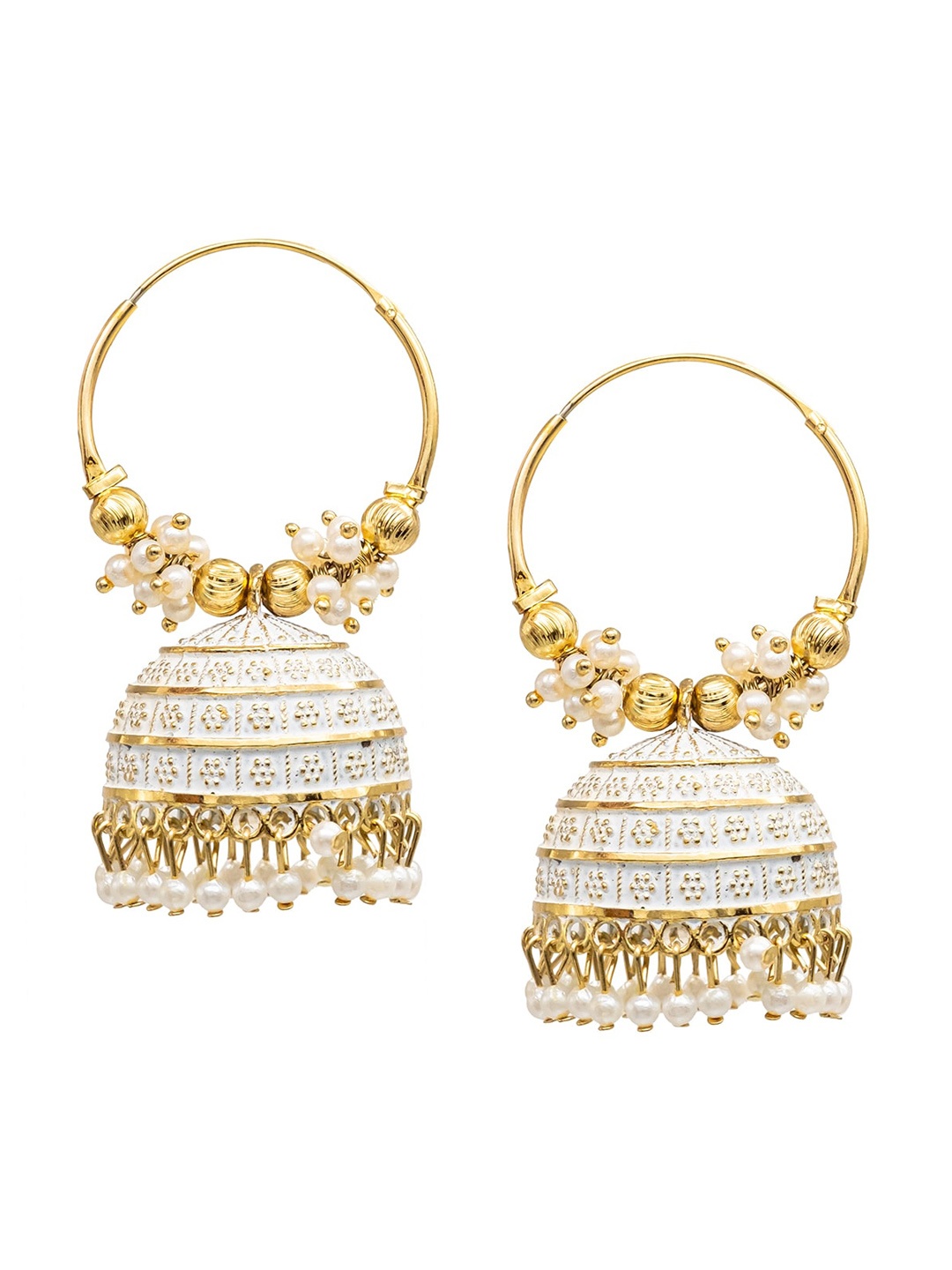 

Shining Jewel - By Shivansh Gold-Plated Contemporary Jhumka Earrings