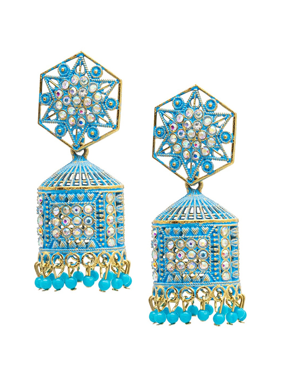 

Shining Jewel - By Shivansh Gold-Plated Contemporary Jhumkas Earrings
