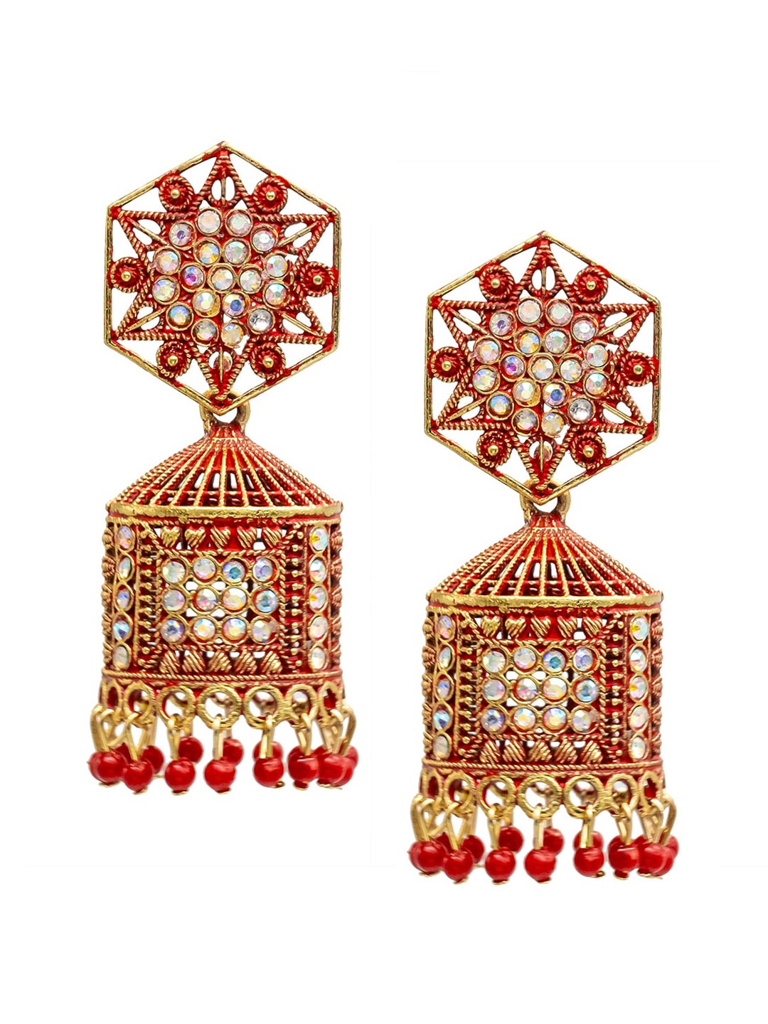 

Shining Jewel - By Shivansh Gold-Plated Contemporary Jhumkas