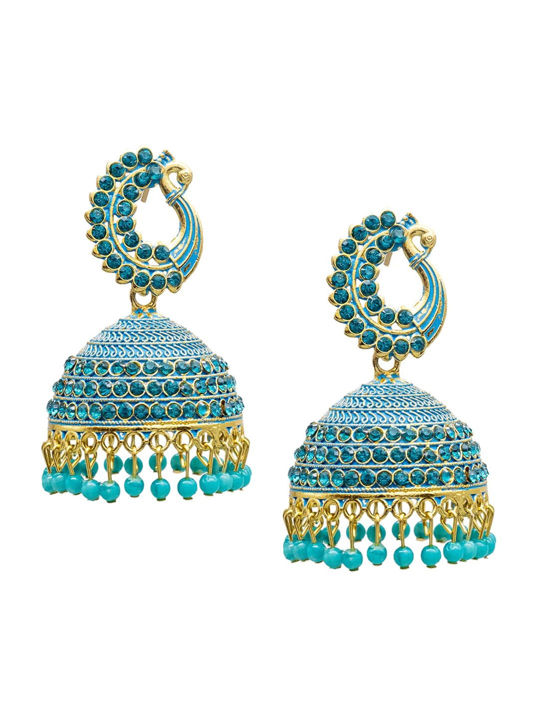 

Shining Jewel - By Shivansh Gold Plated Contemporary Cubic Zirconia Jhumkas