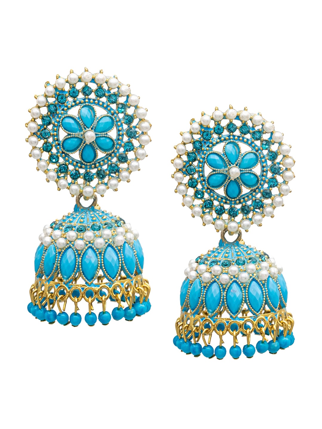 

Shining Jewel - By Shivansh Gold-Plated Contemporary Jhumkas Earrings