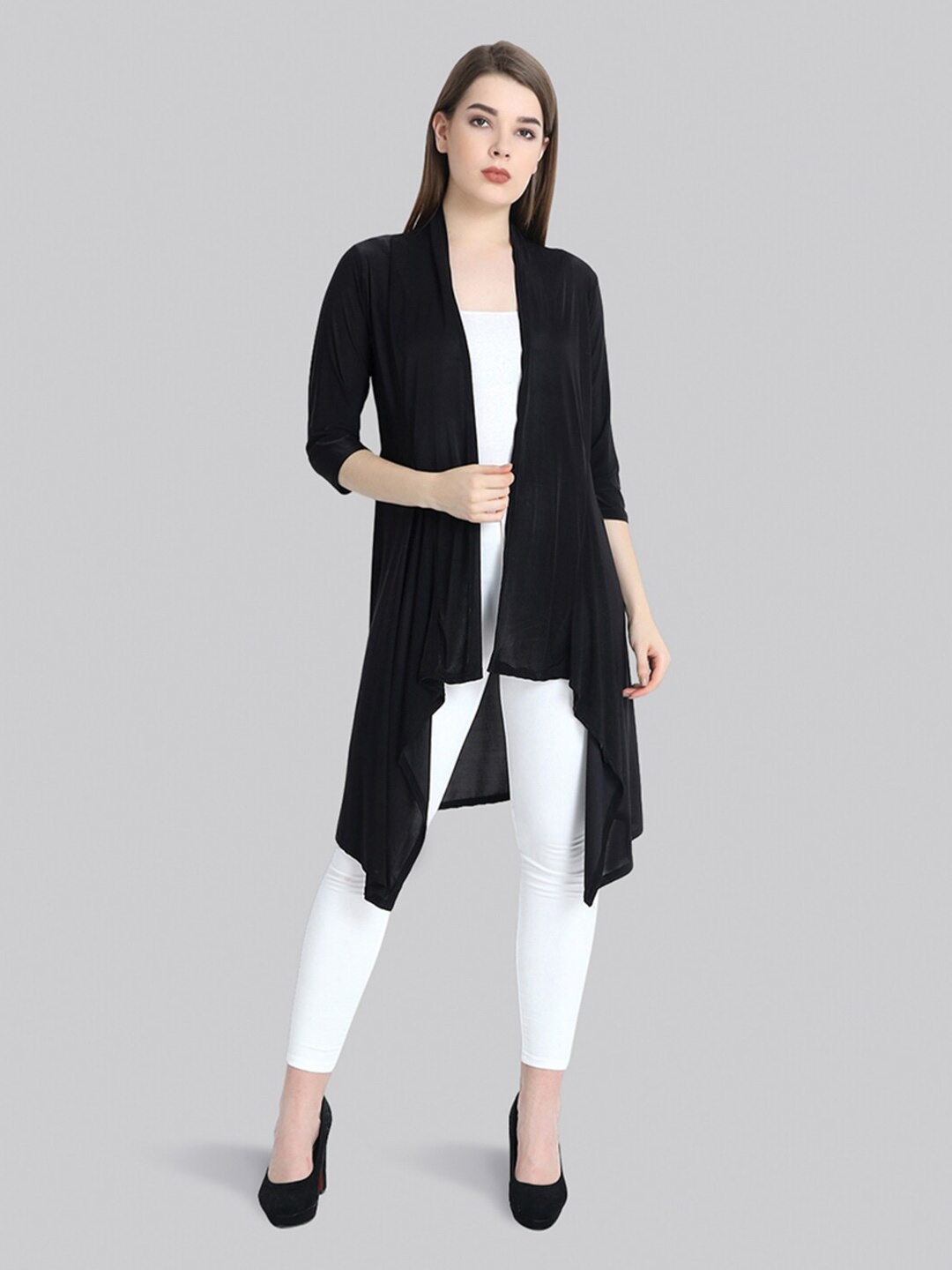 

BUY NEW TREND Open Front Longline Shrug, Black