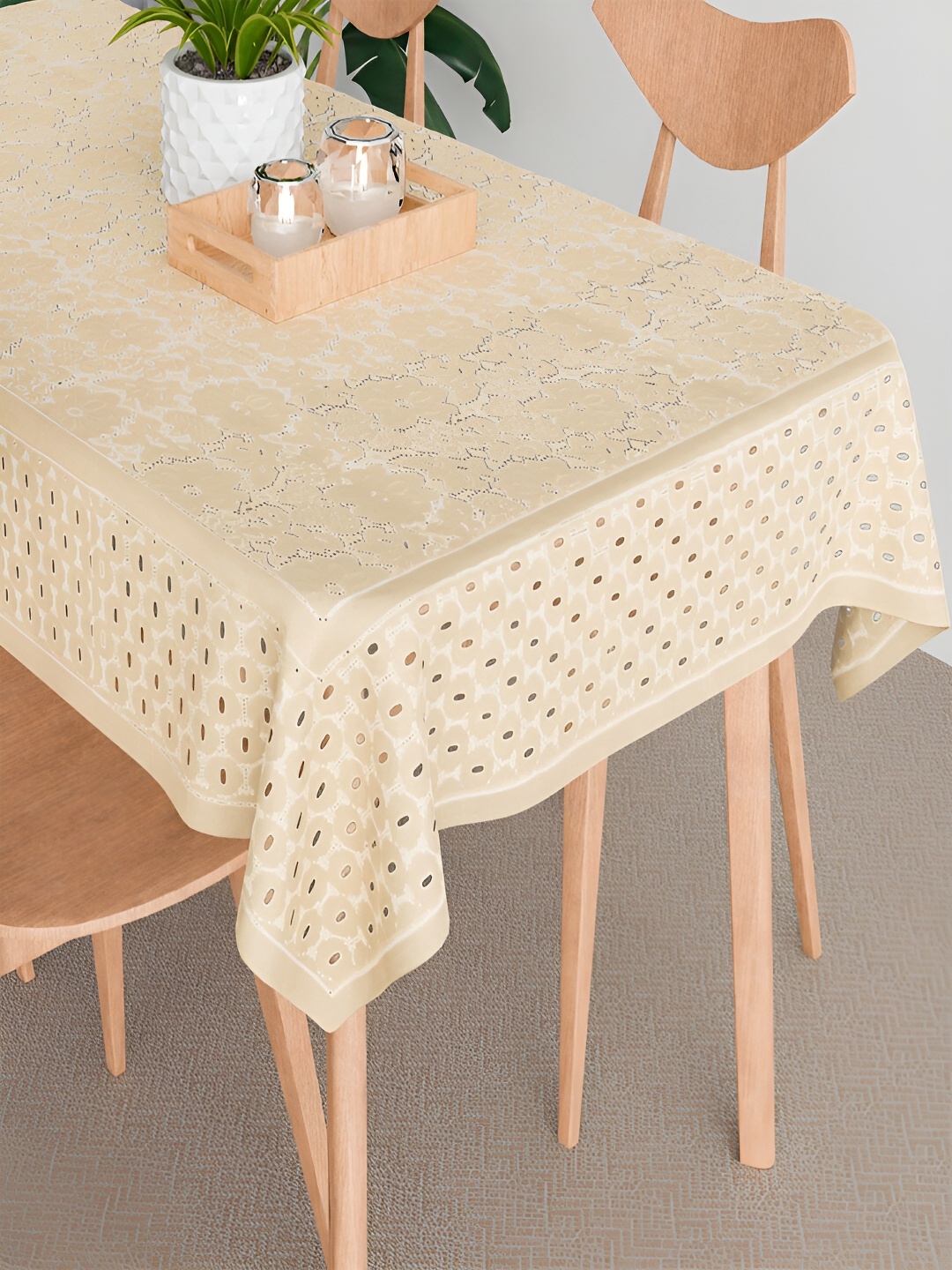 

Kuber Industries Cream-Coloured Ethnic Motifs Cotton 2-Seater Table Cover