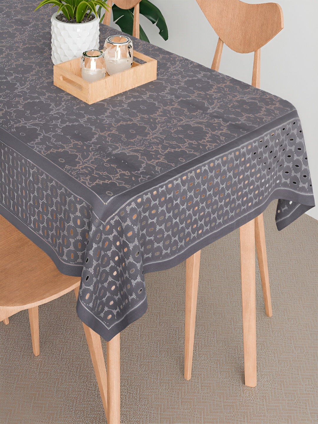 

Kuber Industries Grey Ethnic Motifs Cotton 2-Seater Table Cover