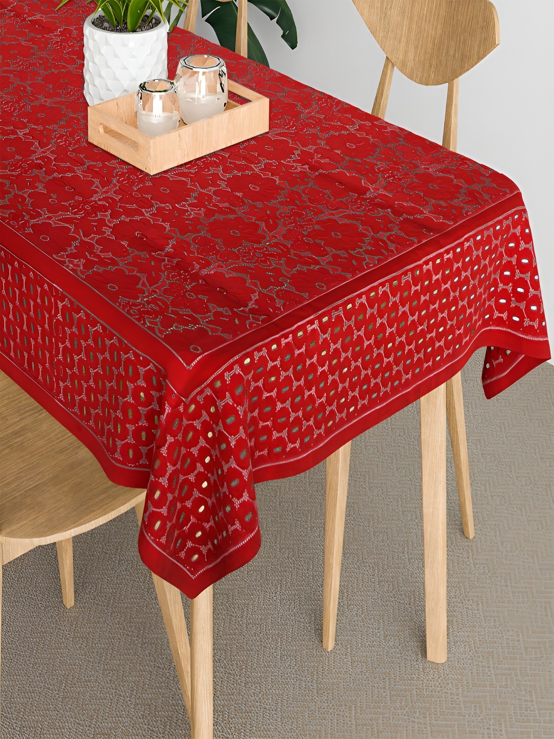 

Kuber Industries Maroon Ethnic Motifs Cotton 2-Seater Table Cover