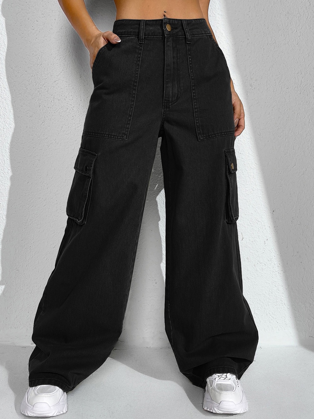 

Kotty Women Jean Straight Fit High-Rise Stretchable Jeans, Black