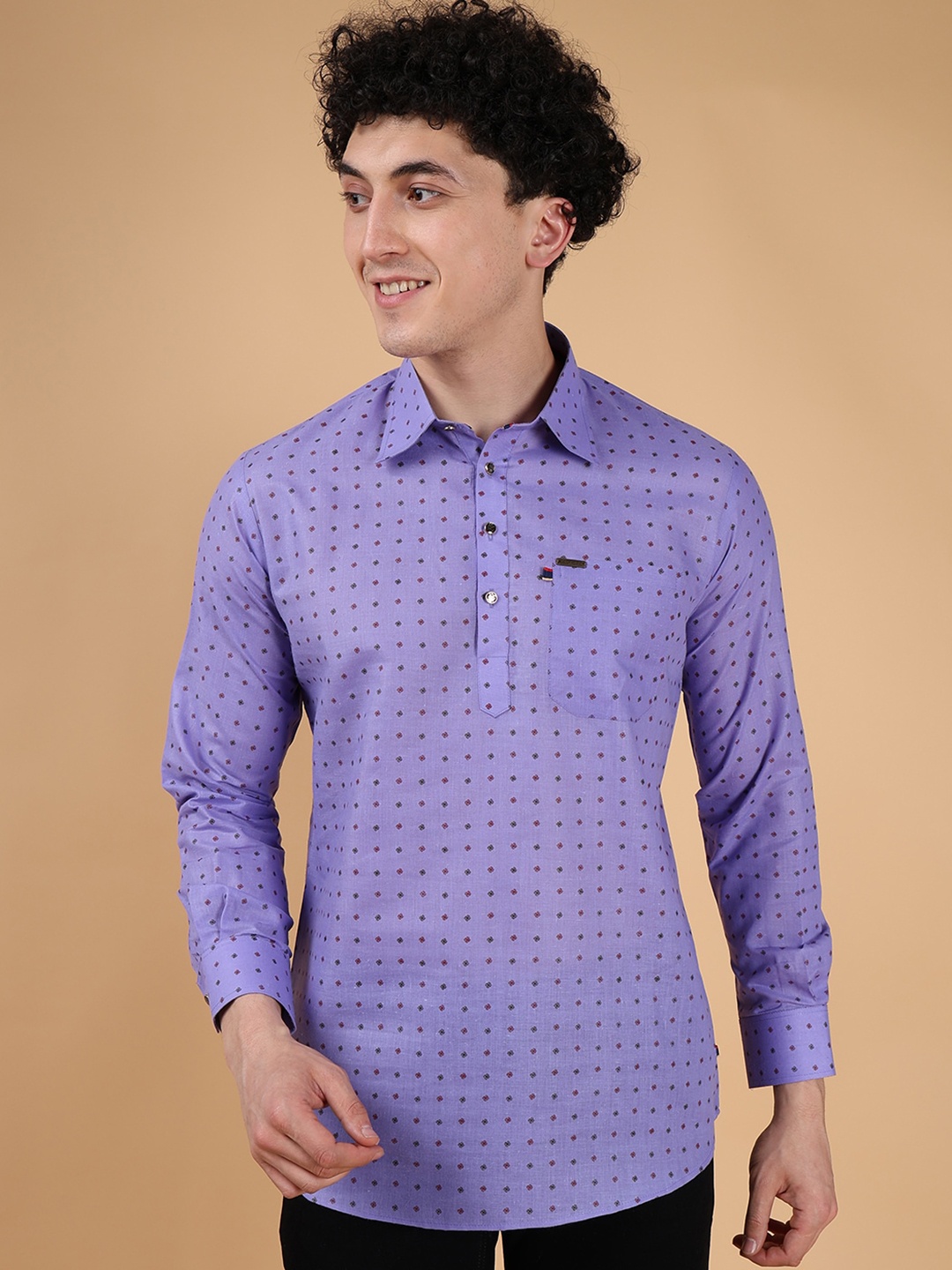 

DEVOILER Micro Ditsy Printed Straight Kurta, Purple