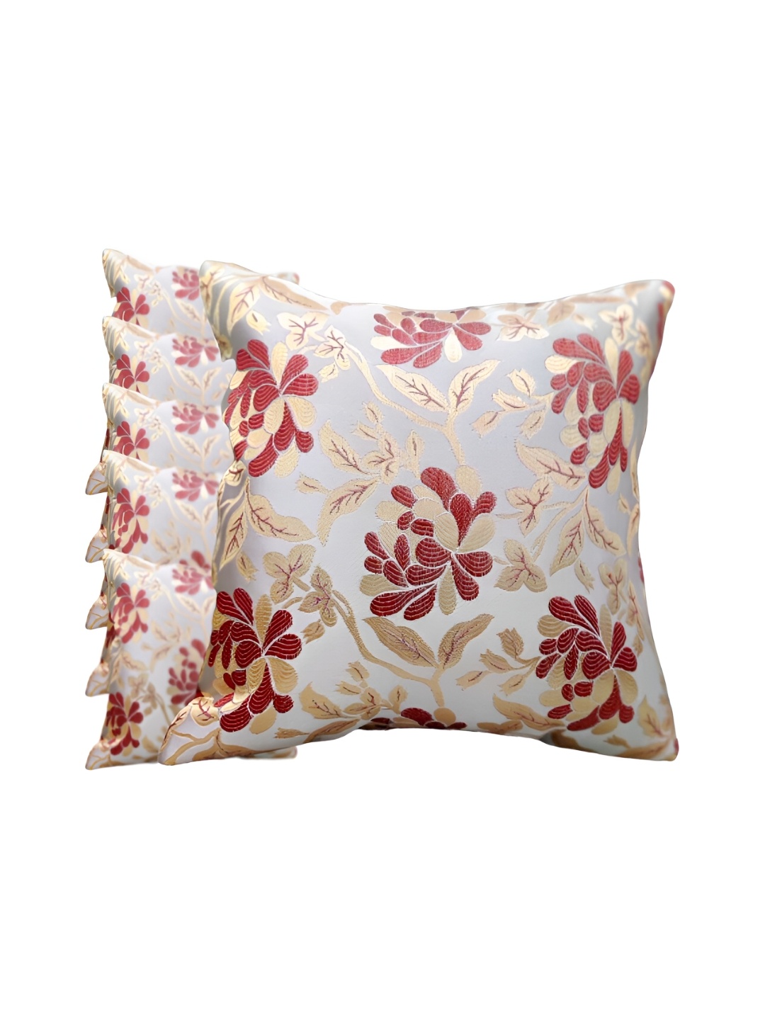 

Good Vibes Maroon & Beige Set of 6 Floral Square Cushion Covers