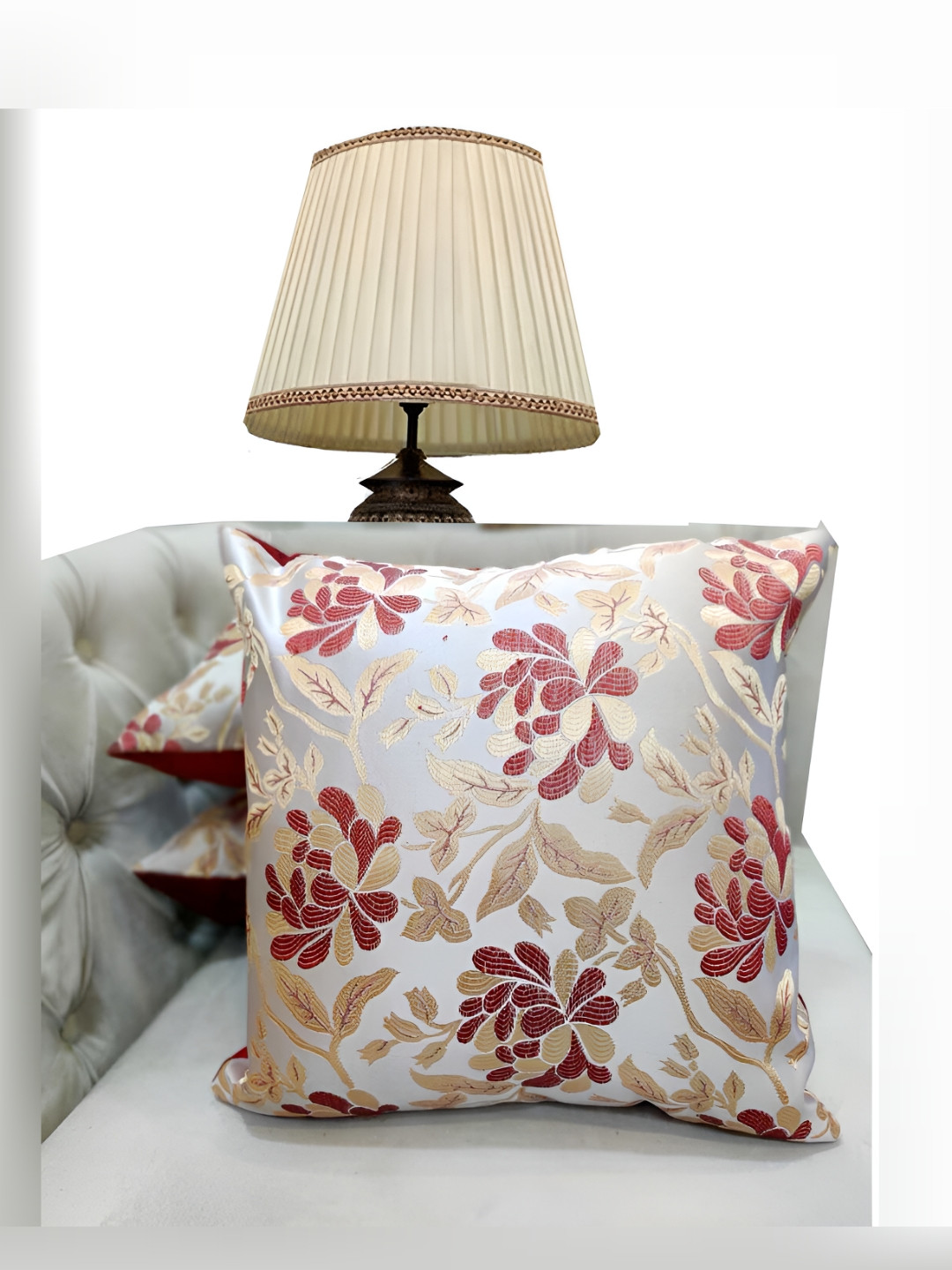 

Good Vibes Maroon & Grey Set of 3 Ethnic Motifs Square Cushion Covers