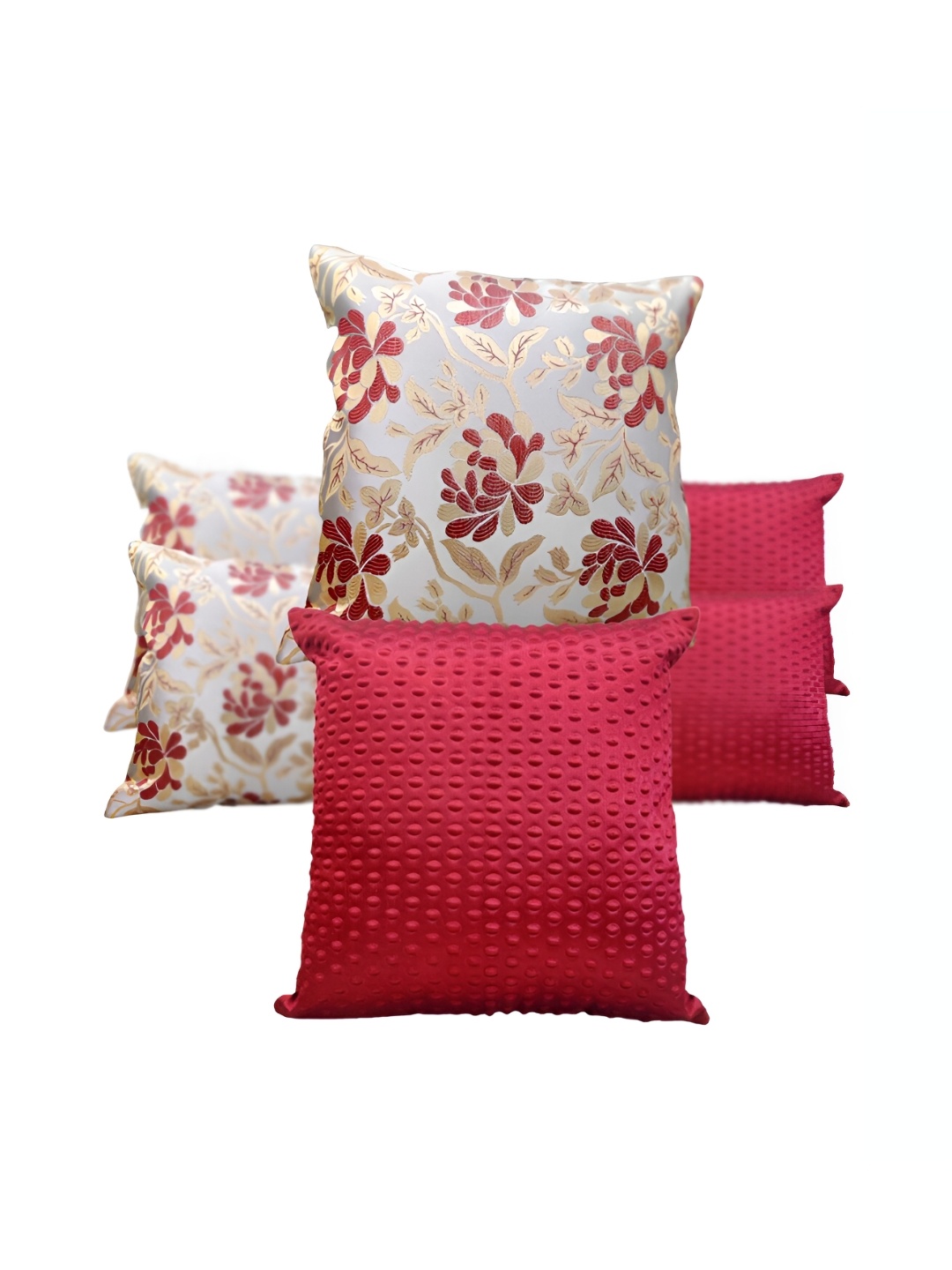 

Good Vibes Maroon & Grey Set of 6 Ethnic Motifs Square Cushion Covers