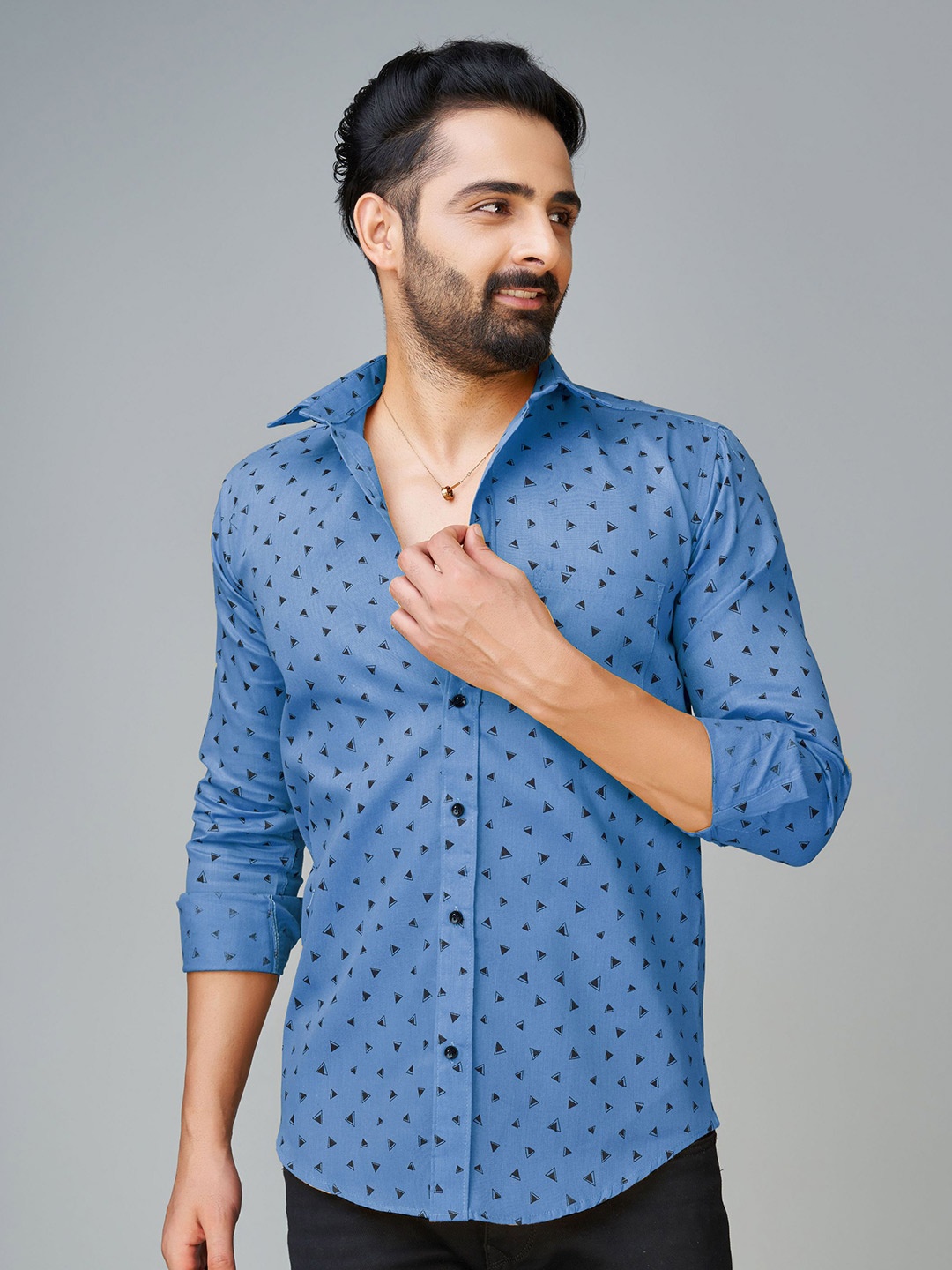 

Reeta Fashion Comfort Geometric Printed Casual Shirt, Blue