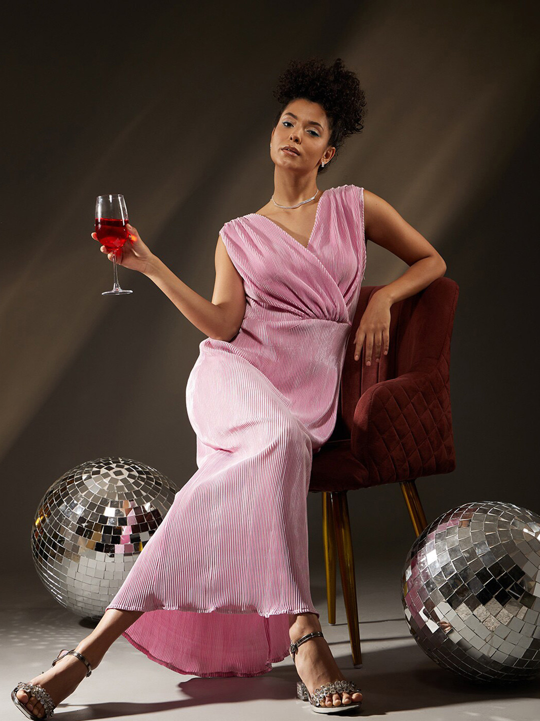 

Molly & Michel Satin Maxi Dress, Pink