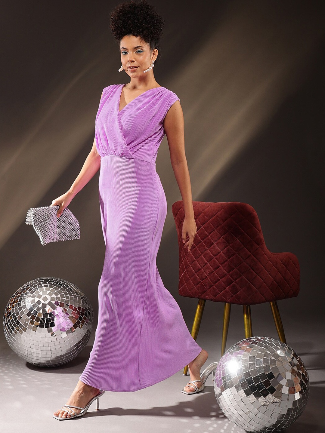 

Molly & Michel Sleeveless Satin Maxi Dress, Purple