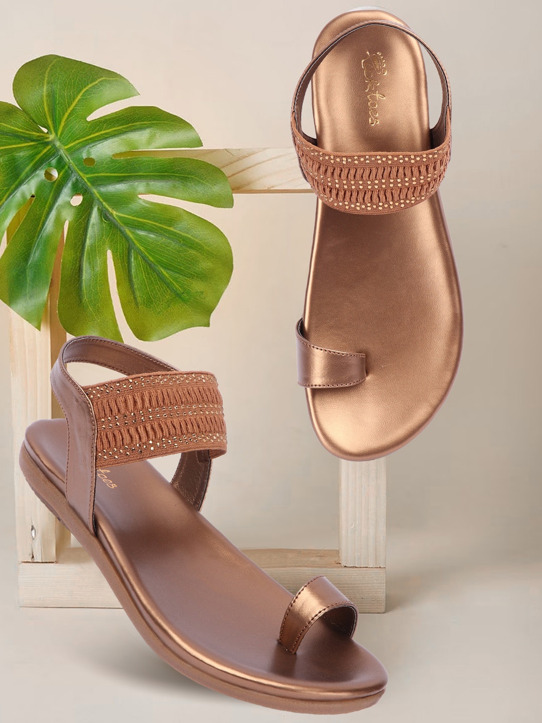 

Picktoes Embellished One Toe Flats, Copper