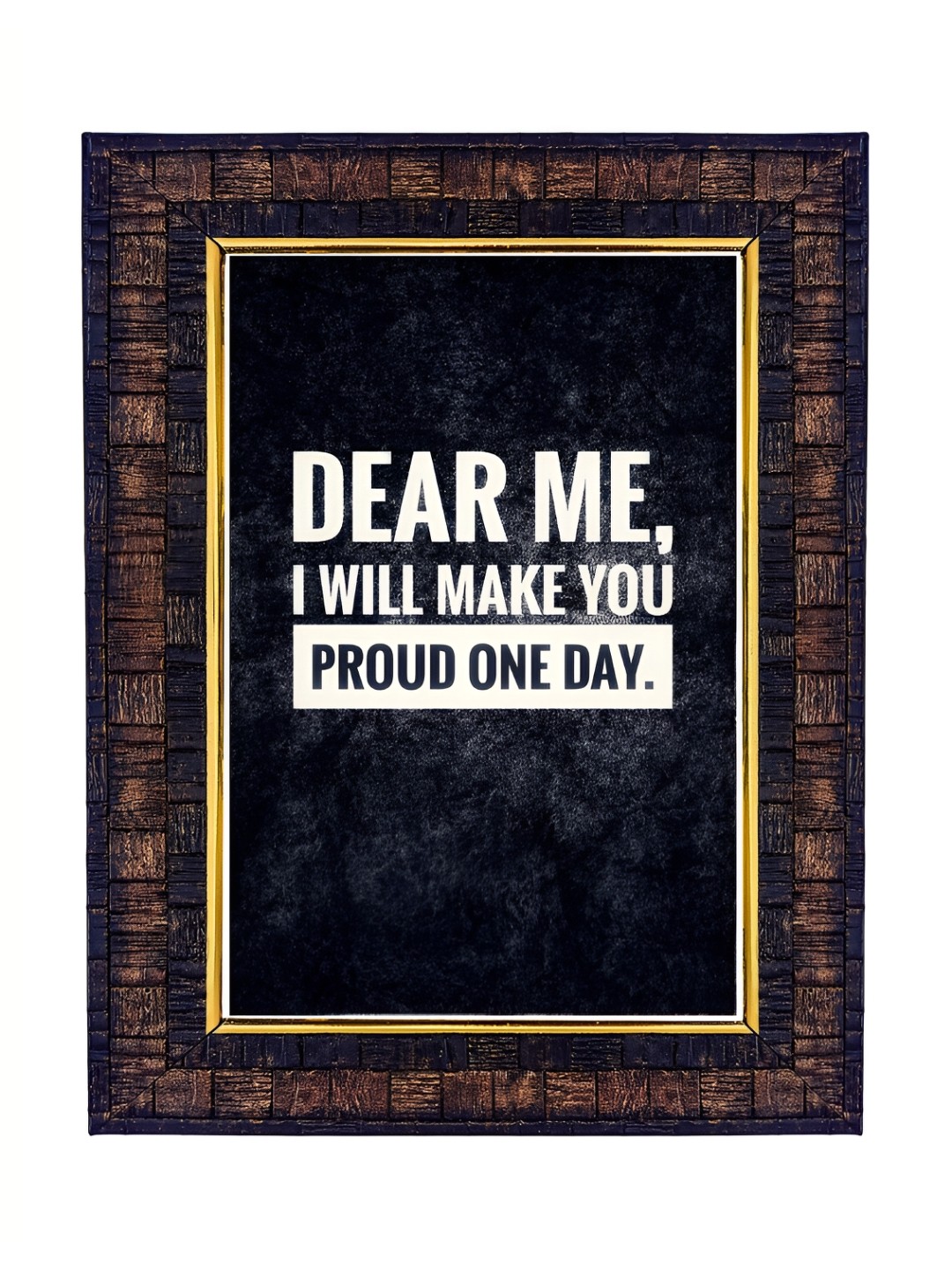

Hawai Black & Brown Motivational Quote With Wooden Wall Photo Frame