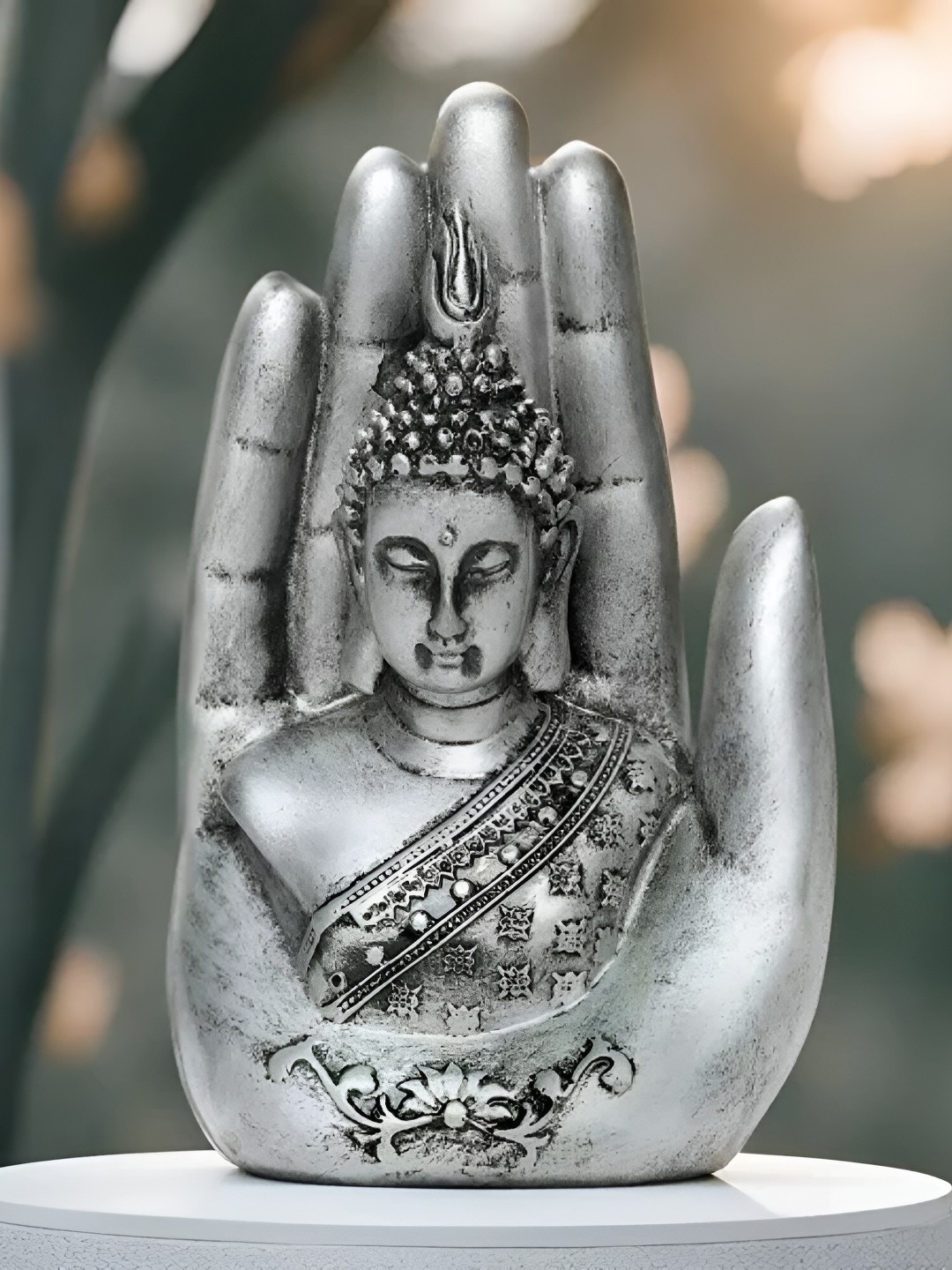 

VIVARS CRAFT Silver-Toned Buddha Idol Showpiece