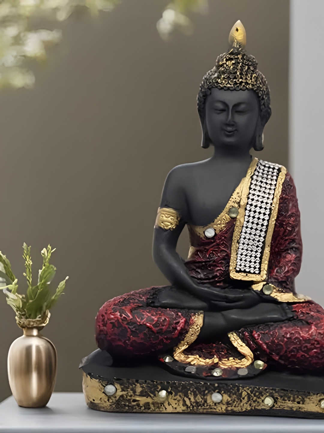 

VIVARS CRAFT Red Buddha Figurine Showpiece