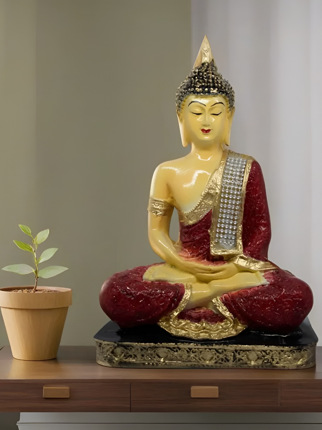 

VIVARS CRAFT Red Buddha Figurine Showpiece