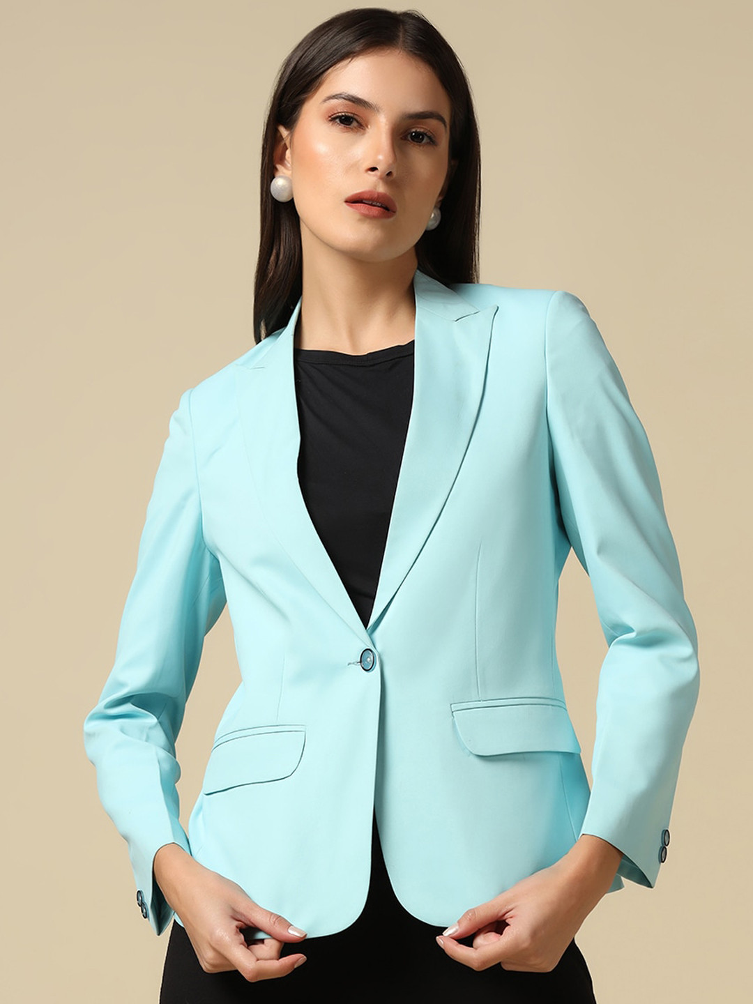 

TAHVO Slim Fit Single Breasted Blazer, Blue
