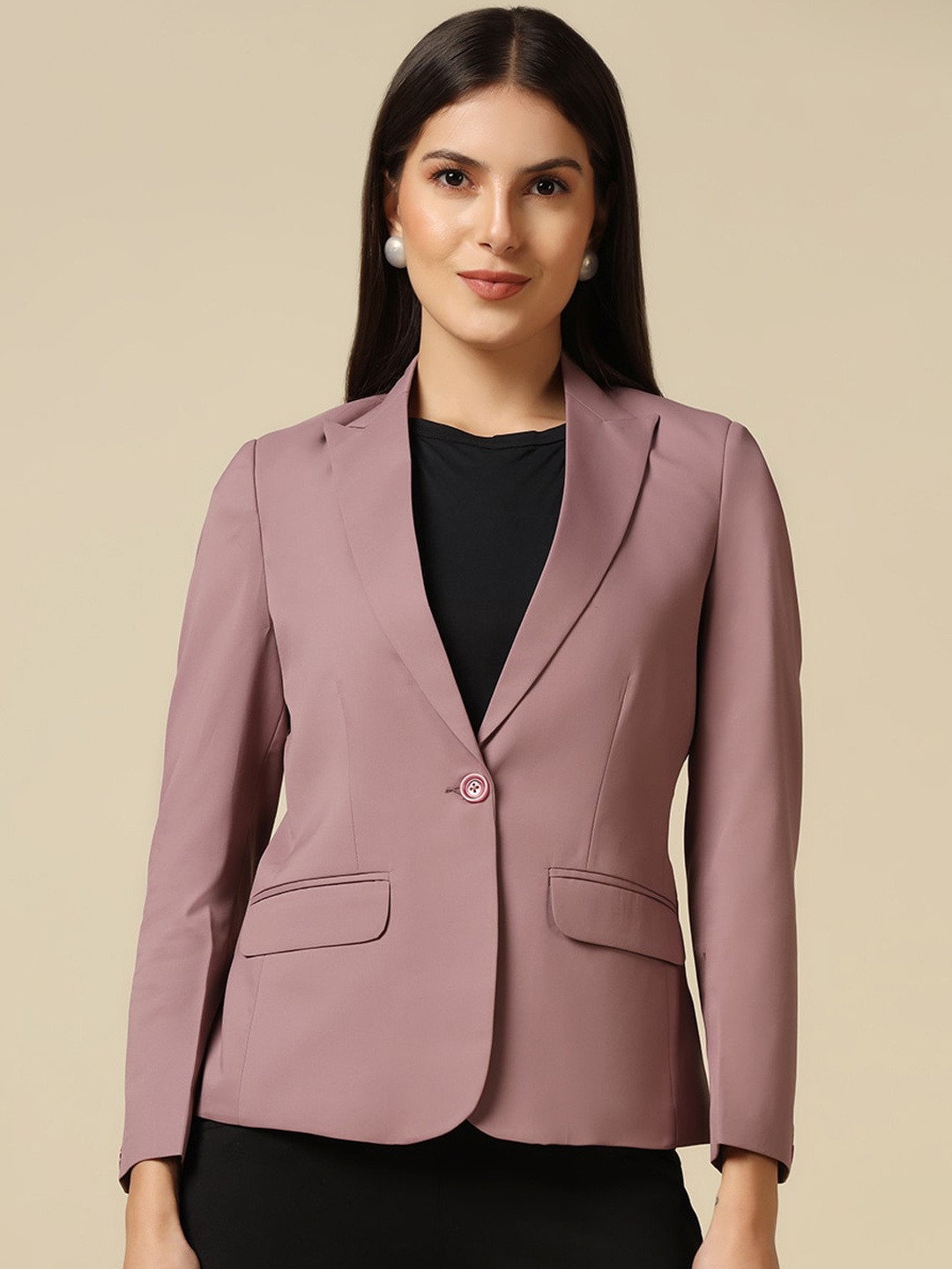 

TAHVO Slim Fit Single Breasted Blazer, Pink