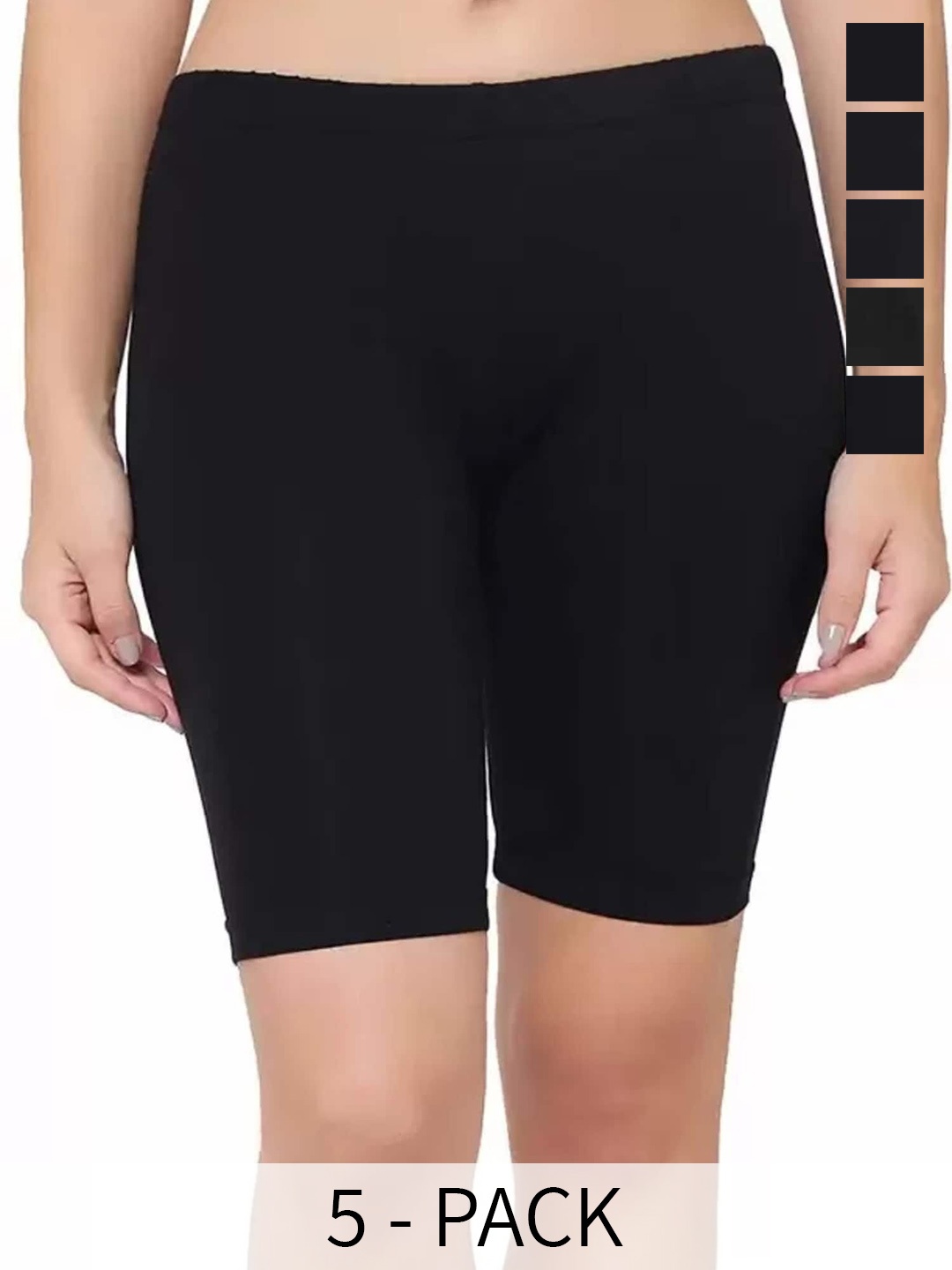 

CoolTees4U Girls Pack Of 5 Cotton Cycling Biker Shorts, Black
