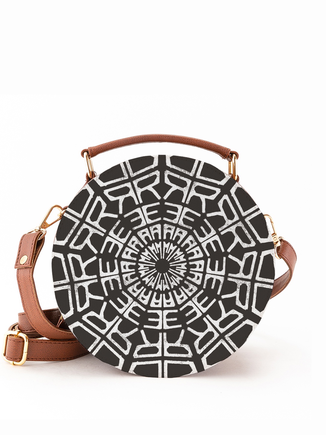 

Kalankit Printed Vegan Leather Structured Crossbody Sling Bag, Grey