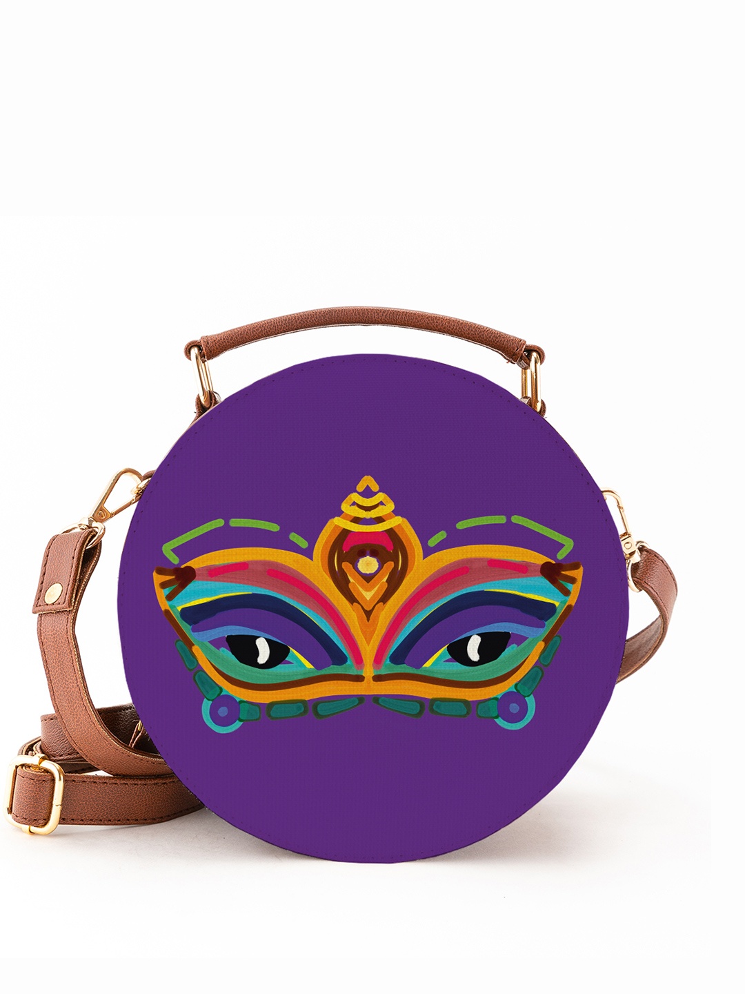 

Kalankit Printed Vegan Leather Structured Crossbody Sling Bag, Purple