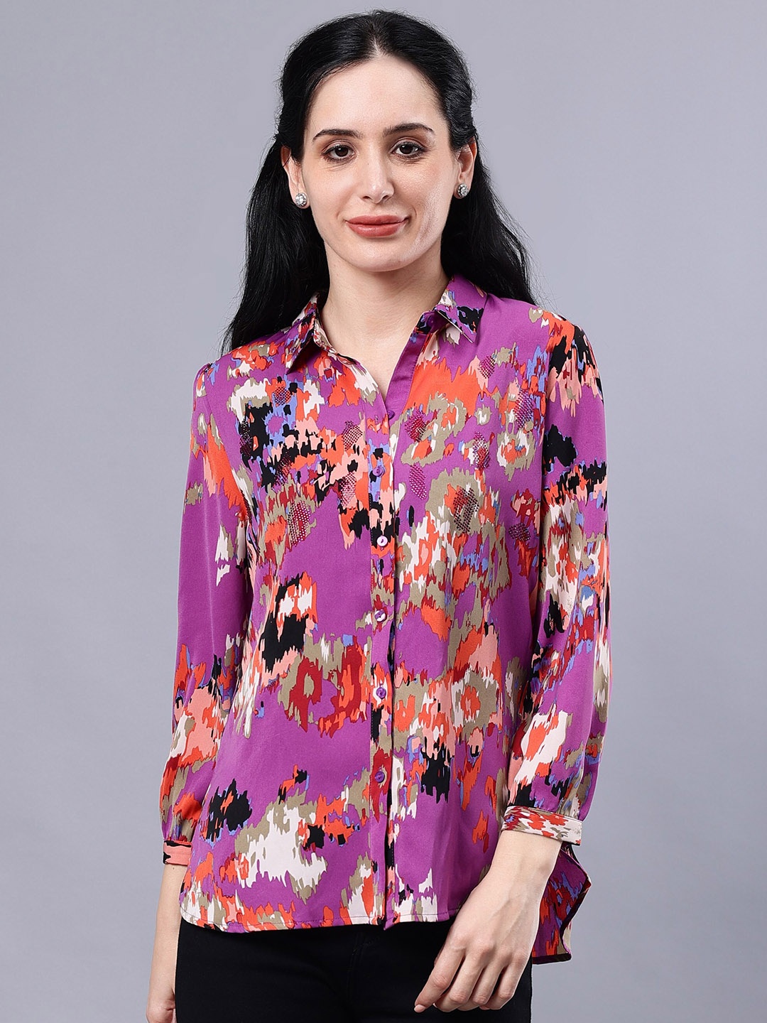 

Albion Floral Print Shirt Style Top, Purple