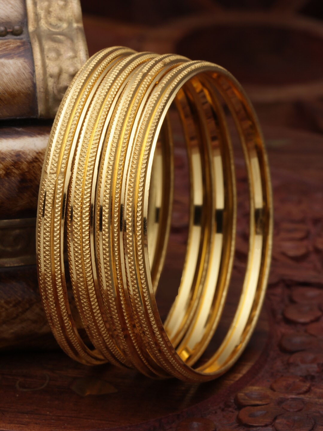 

ZENEME Set Of 4 24K Gold-Plated Bangles