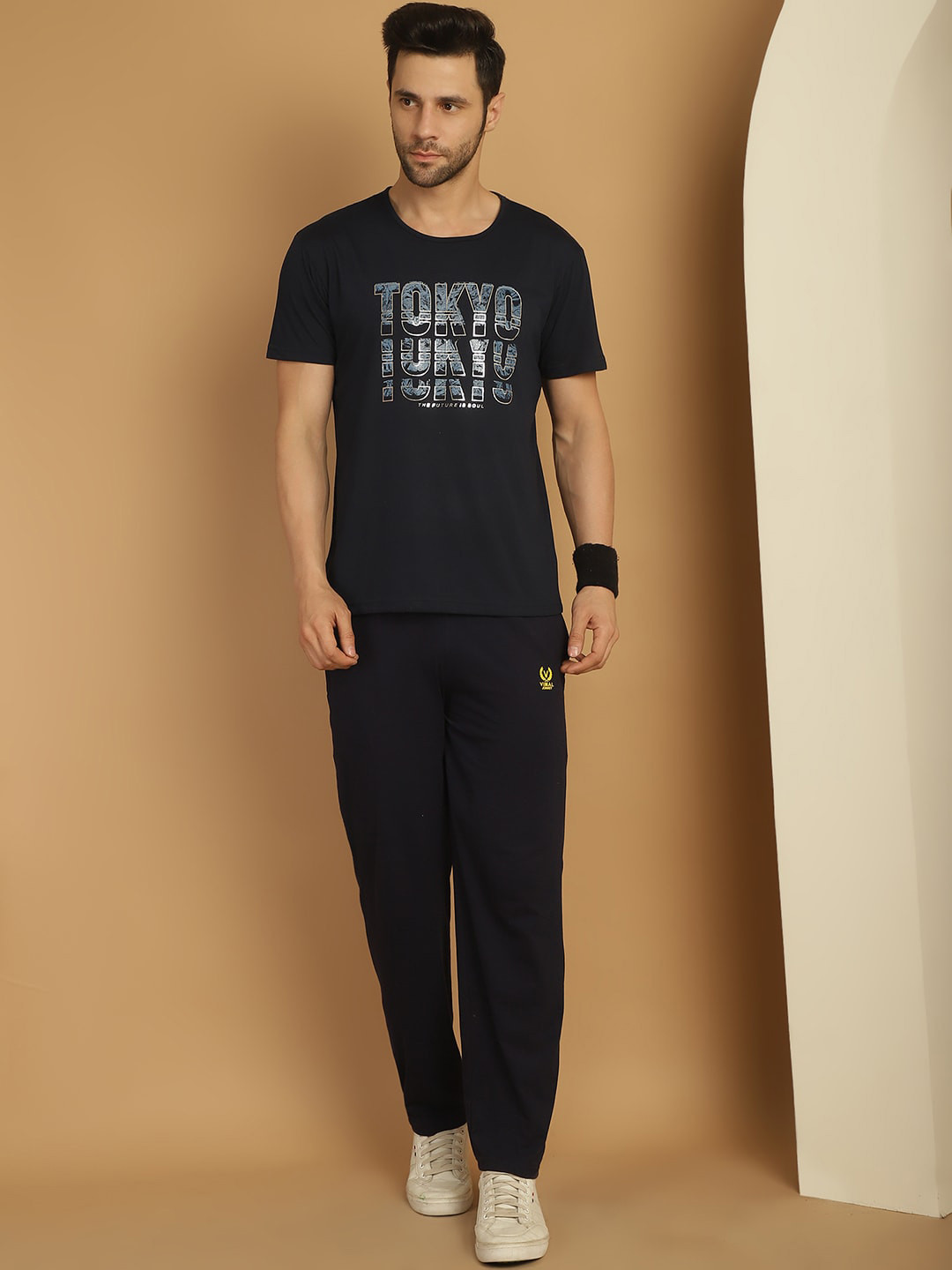 

MACK JONNEY Typography Printed T-Shirt & Trouser, Blue