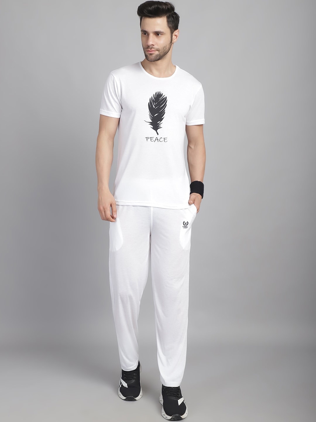 

MACK JONNEY Printed Cotton T-Shirt With Trousers Tracksuit, White