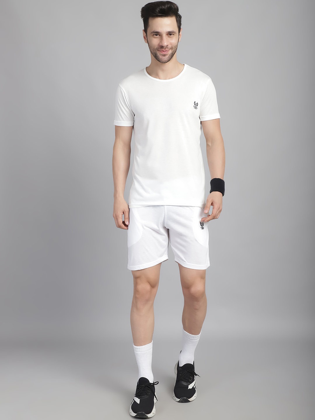MACK JONNEY Round Neck T-Shirt With Short, White