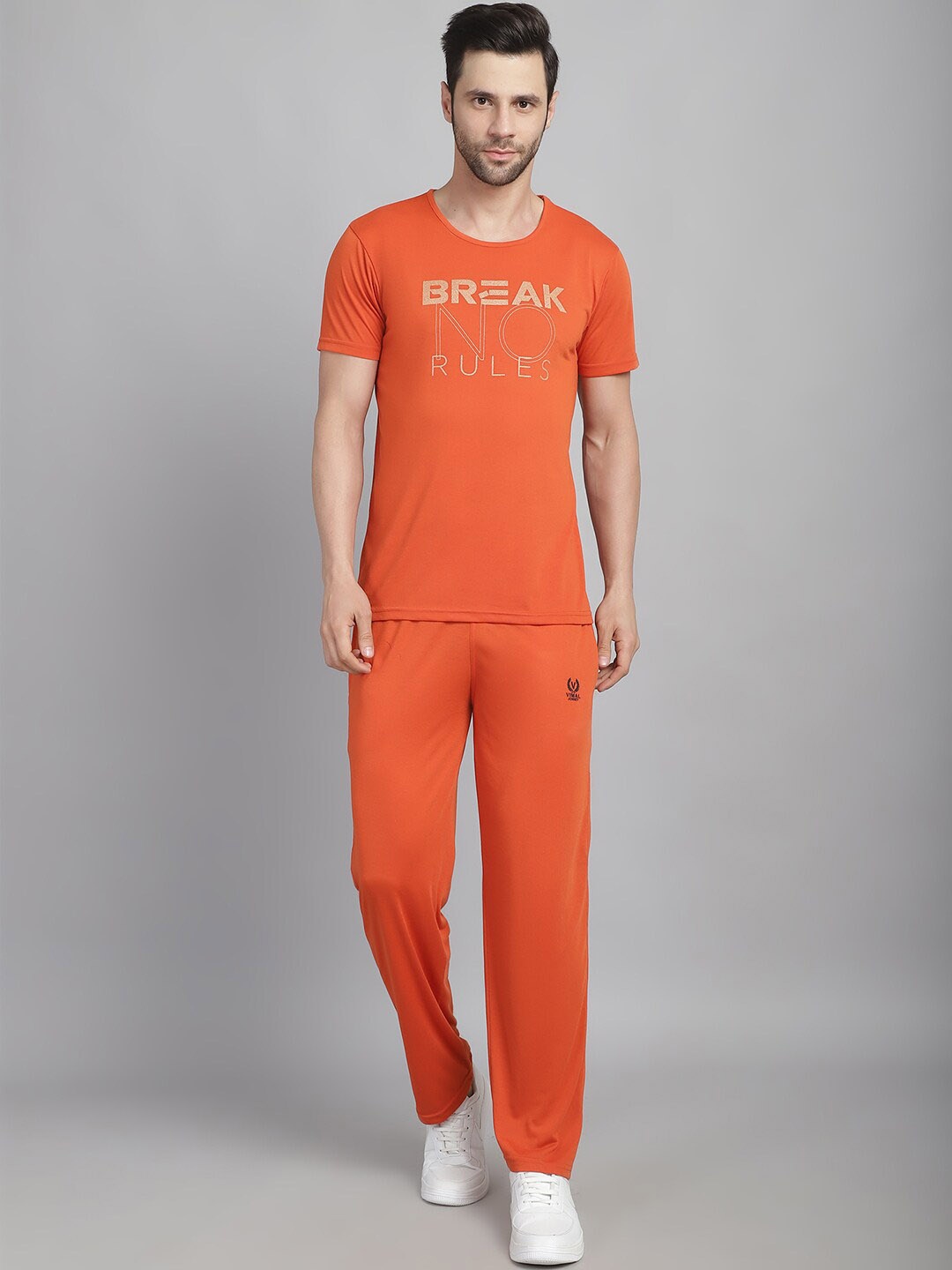 MACK JONNEY Printed T-Shirt With Trousers Tracksuit, Orange