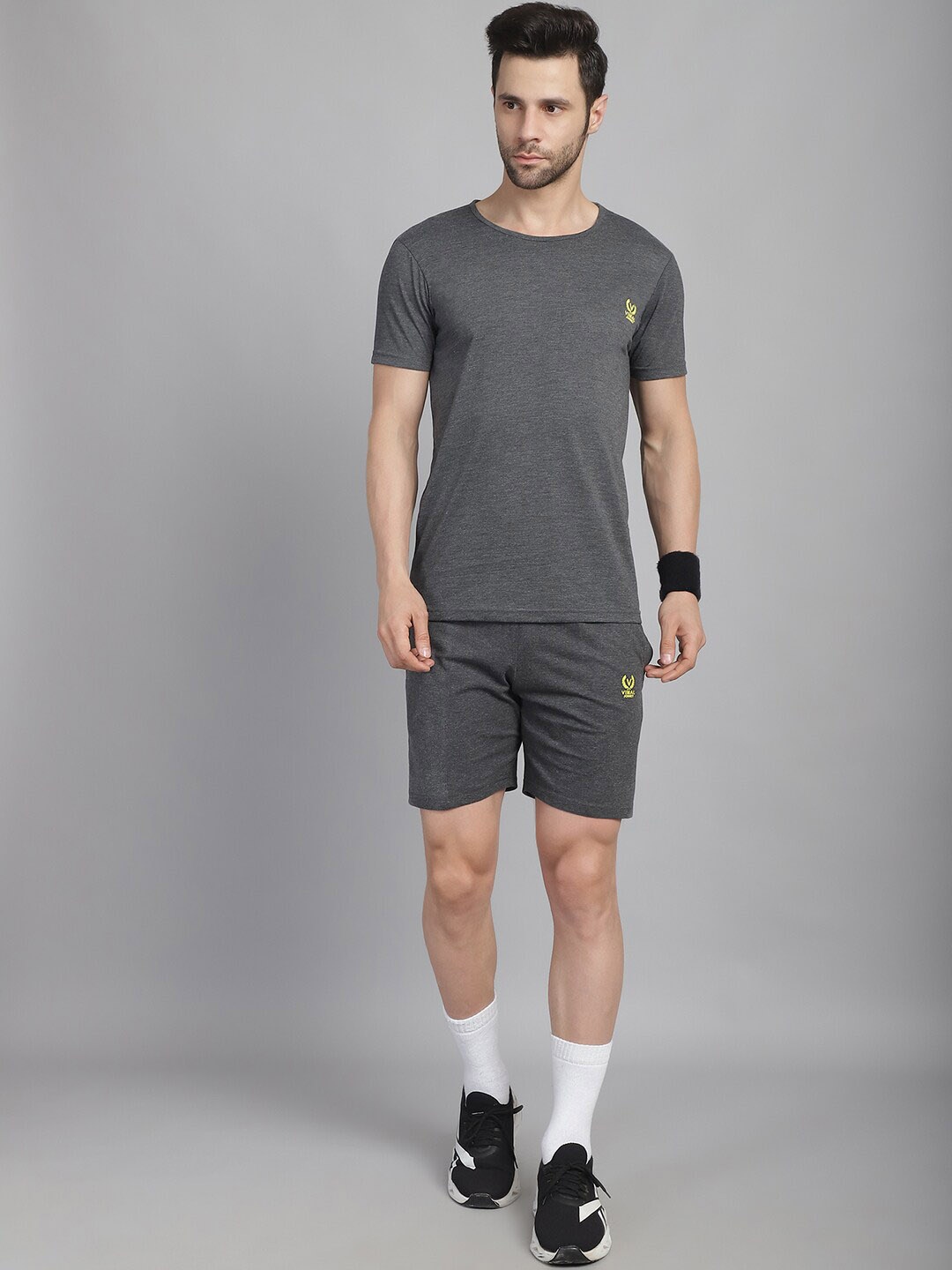 MACK JONNEY Cotton T-Shirt With Shorts, Grey