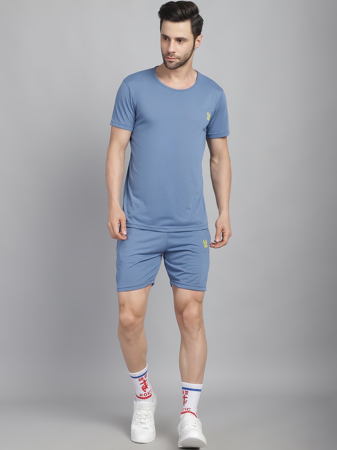 

VIMAL JONNEY Round Neck T-Shirt With Short, Blue
